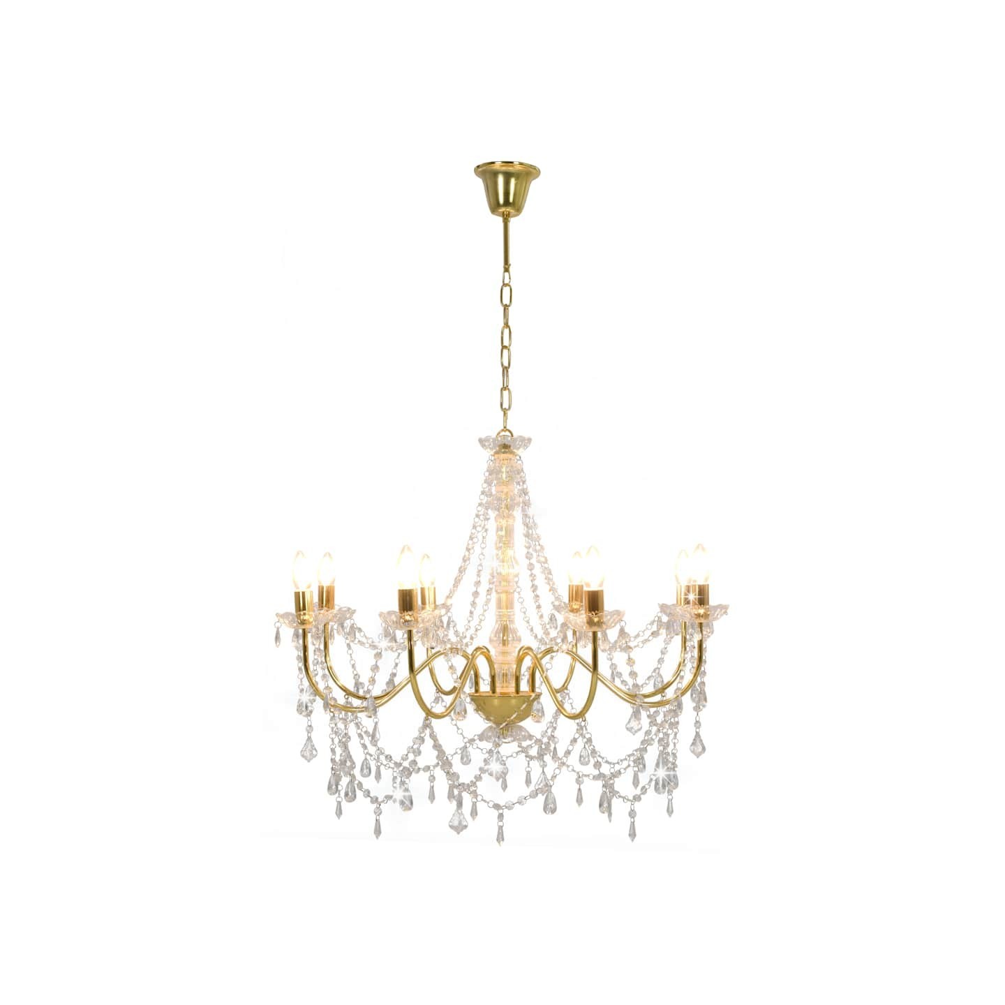 Lustre avec perles Doré 8 ampoules E14