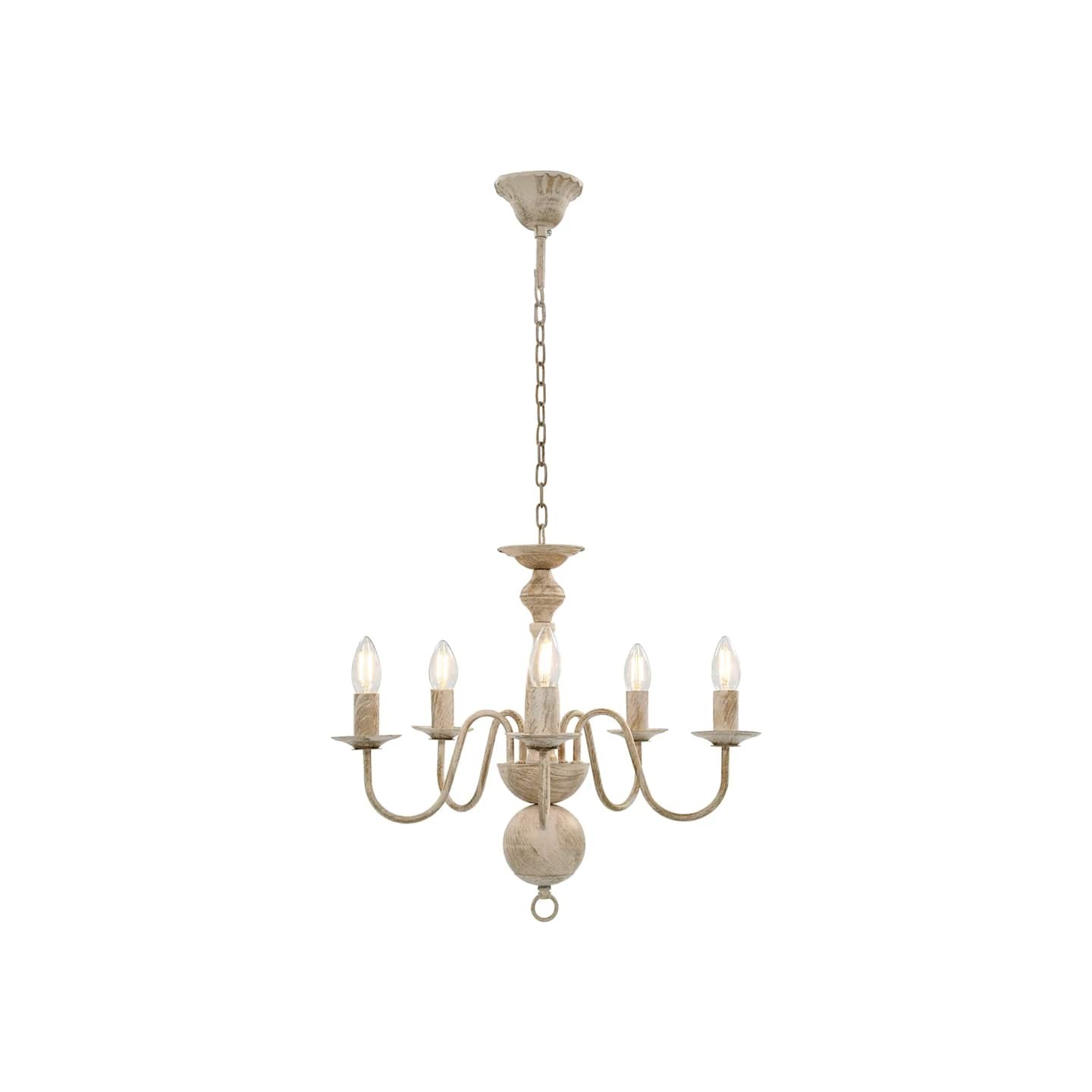 Lustre Blanc antique 5 ampoules E14