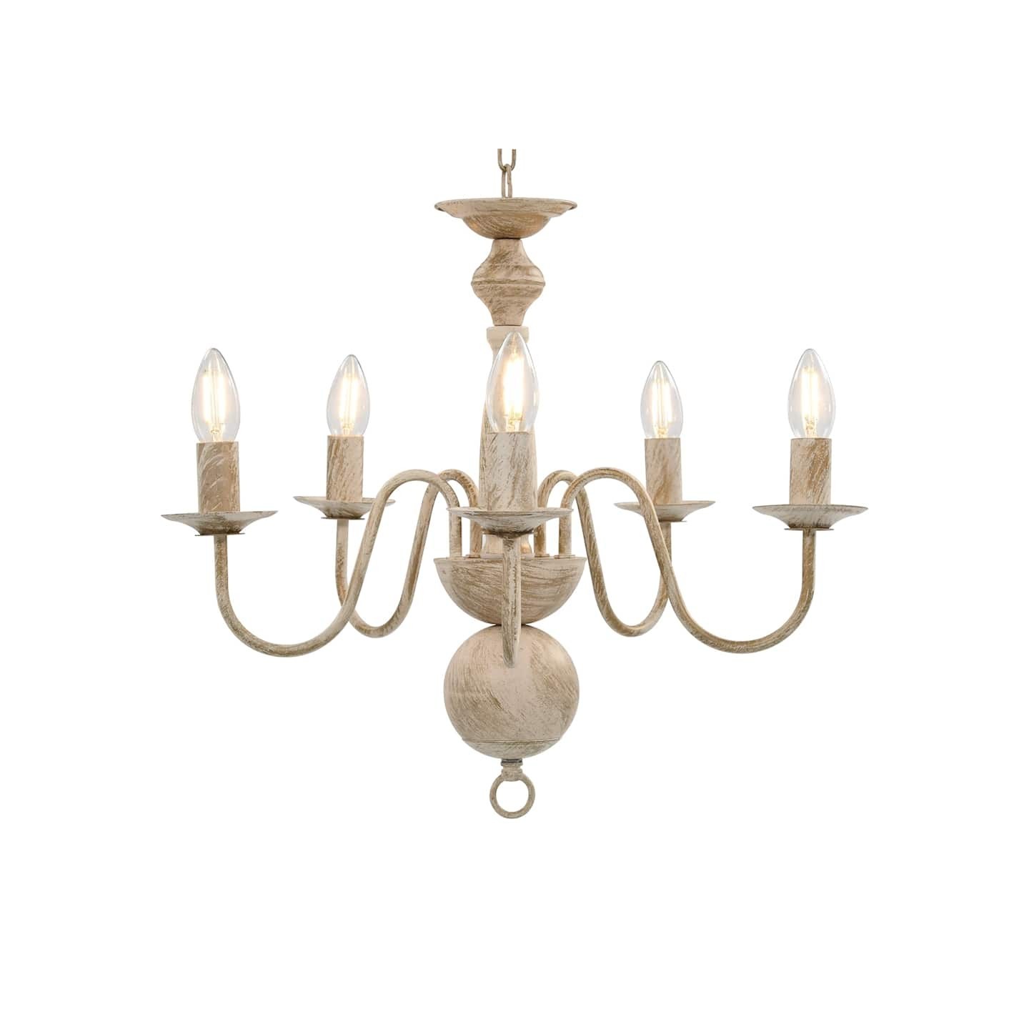 Lustre Blanc antique 5 ampoules E14