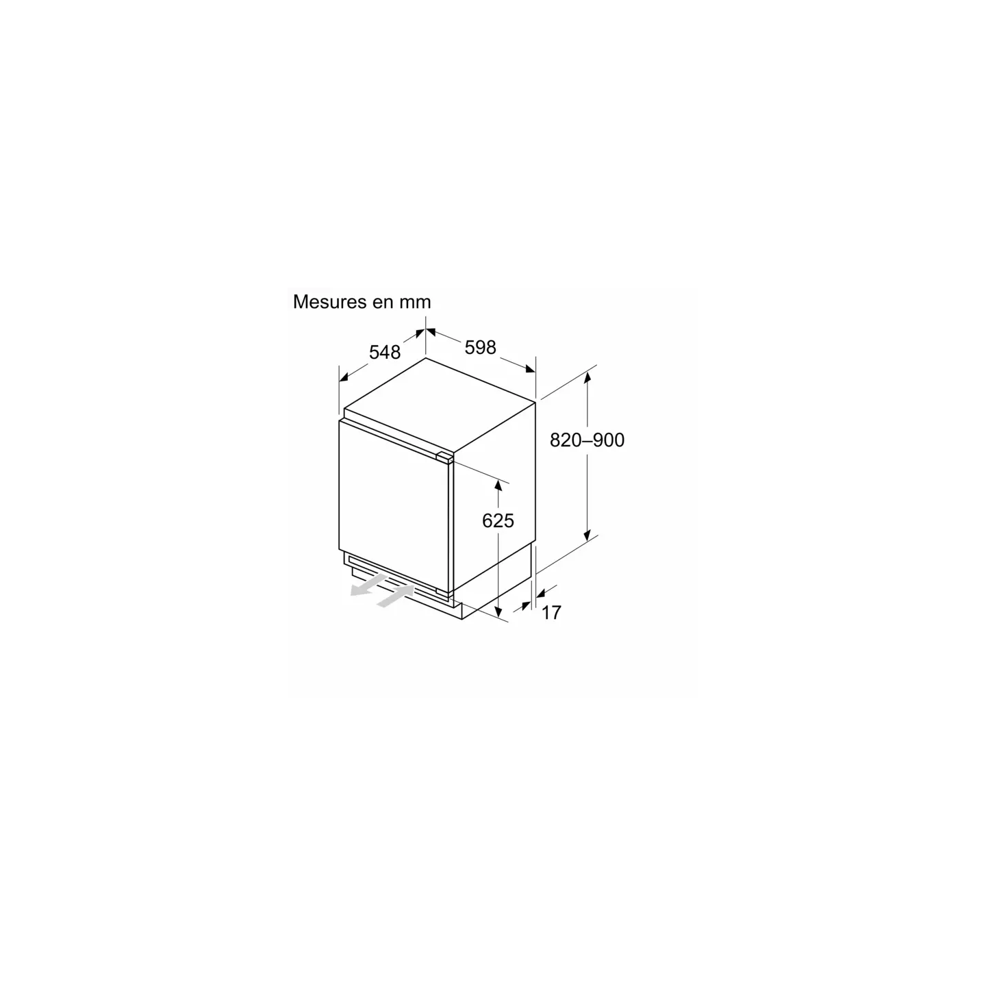 Réfrigérateur encastrable Bosch KUR21VFE0 134 L sous-plan | Nimestore