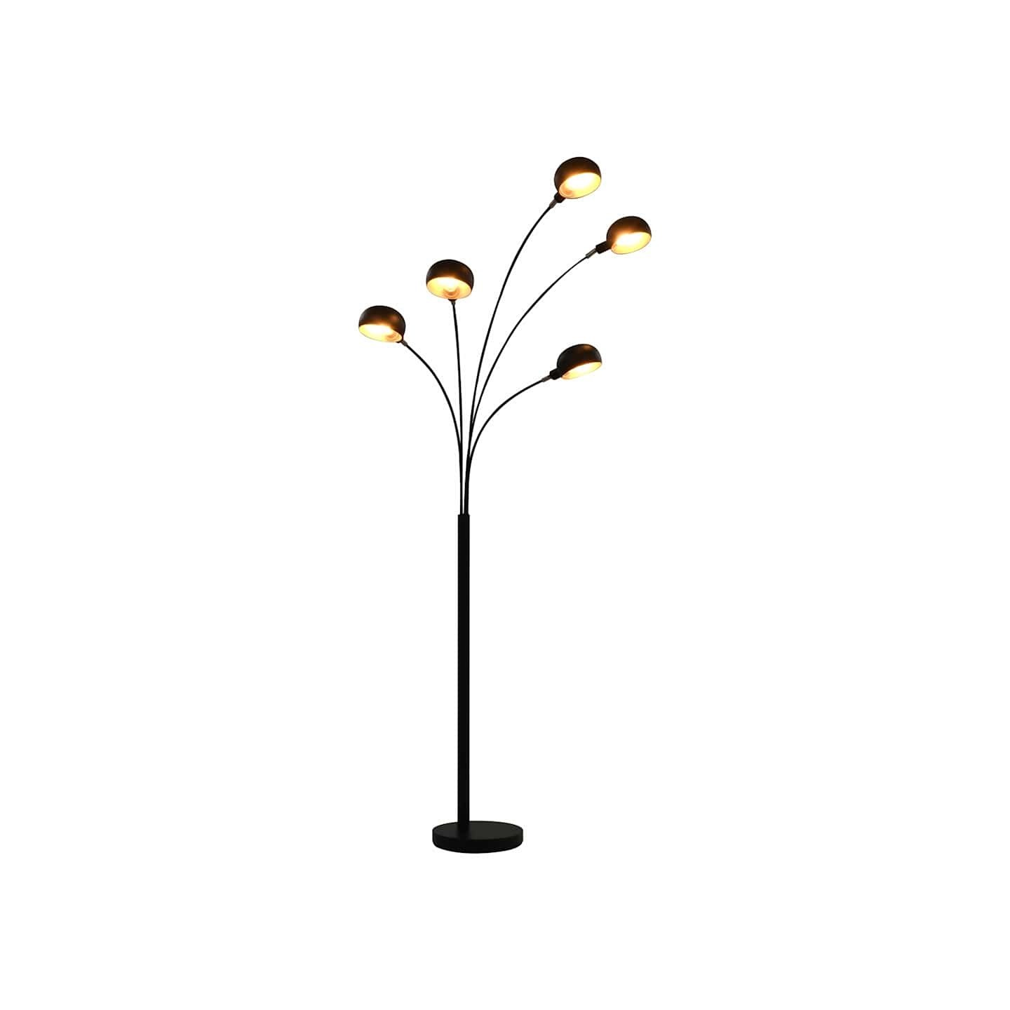 Lampadaire 200 cm 5 x E14 Noir et doré