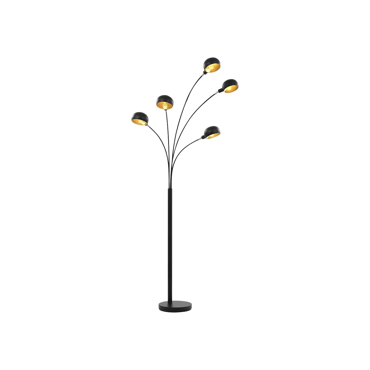 Lampadaire 200 cm 5 x E14 Noir et doré