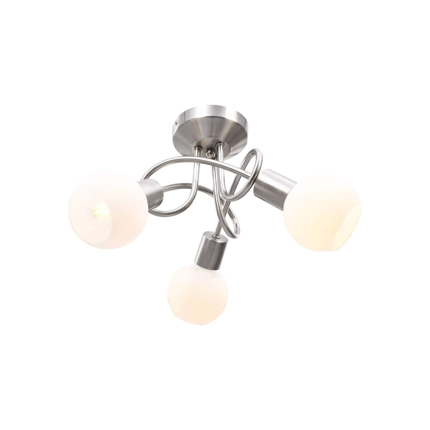 Plafonnier avec abat-jour en verre 3 ampoules E14 Blanc Bol
