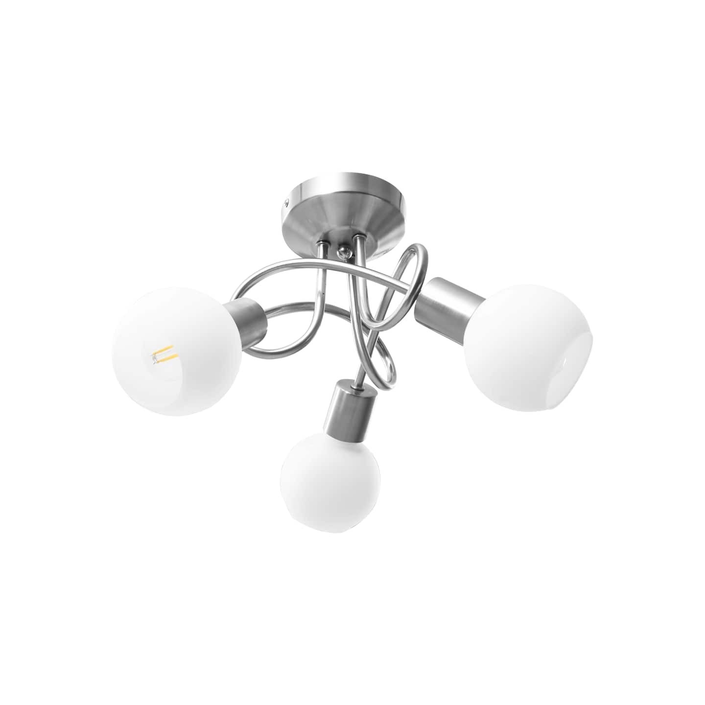 Plafonnier avec abat-jour en verre 3 ampoules E14 Blanc Bol