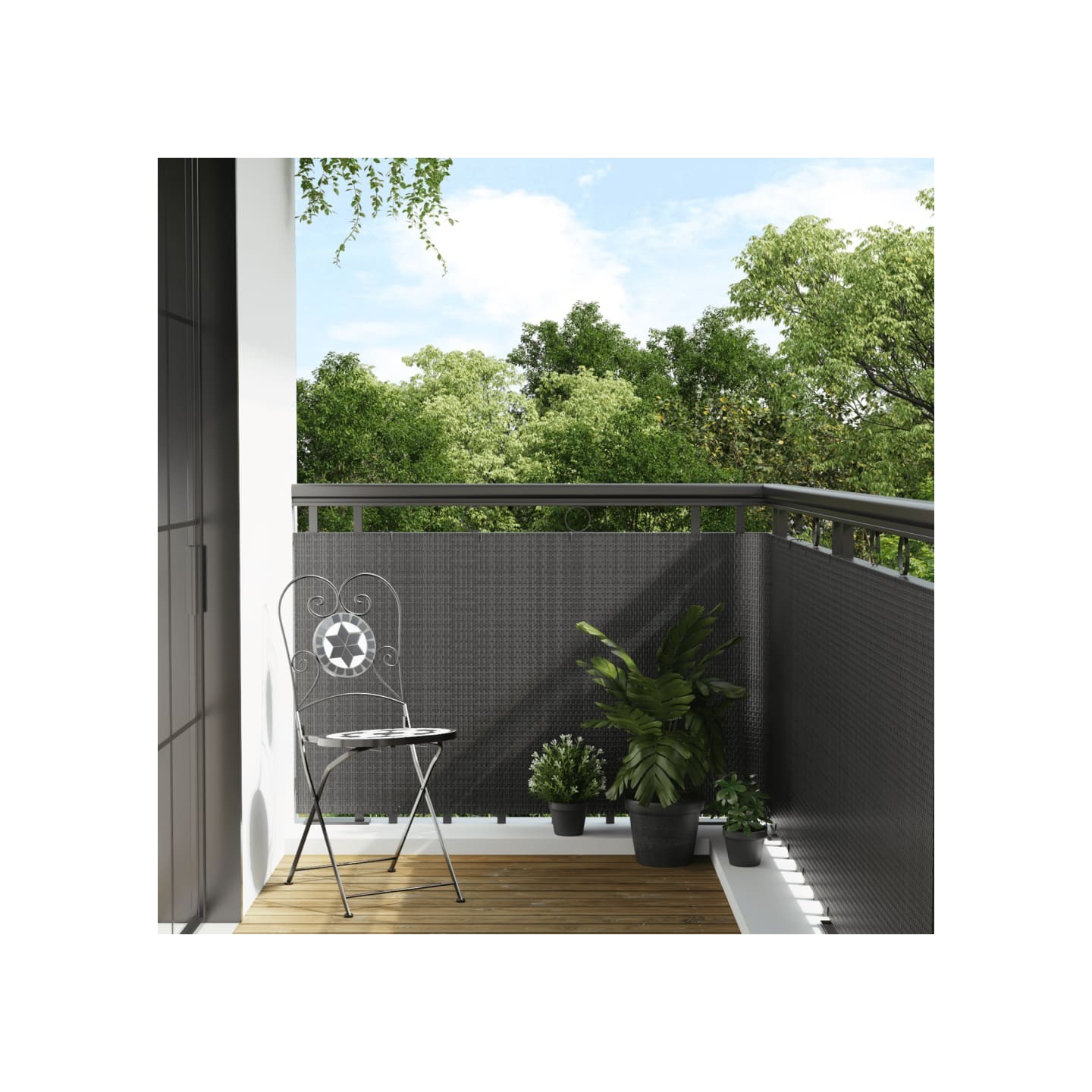 Paravent de balcon anthracite 600x80 cm résine tressée