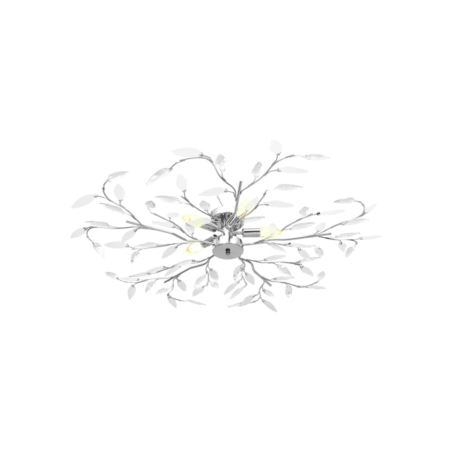 Plafonnier à bras feuille en cristal acrylique 5 ampoules E14