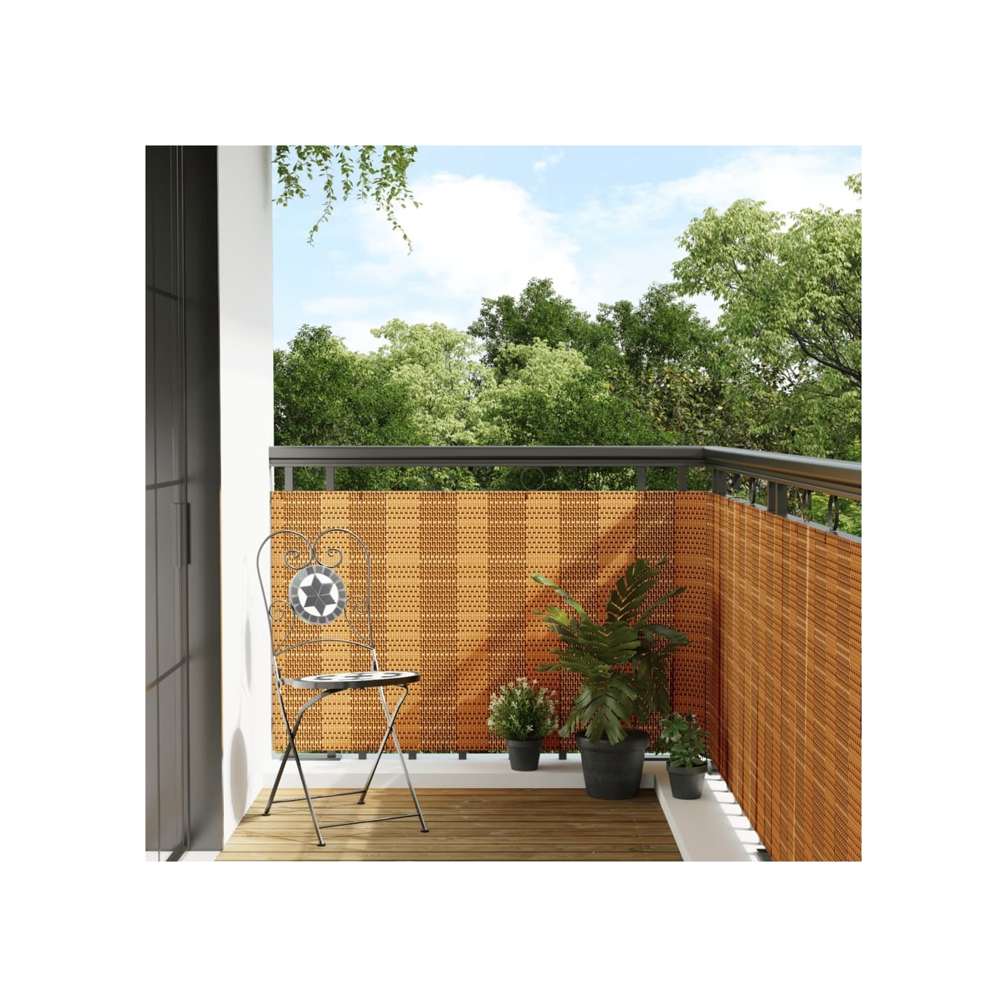 Paravent de balcon marron clair 500x100 cm résine tressée