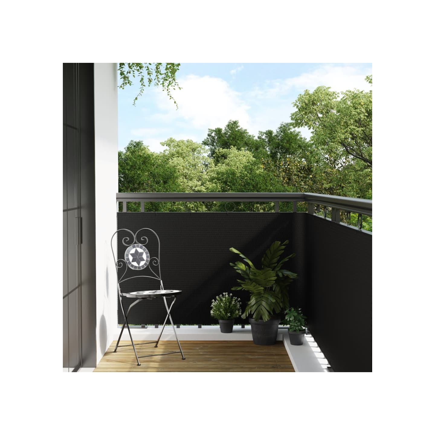 Paravent de balcon noir 500x90 cm résine tressée