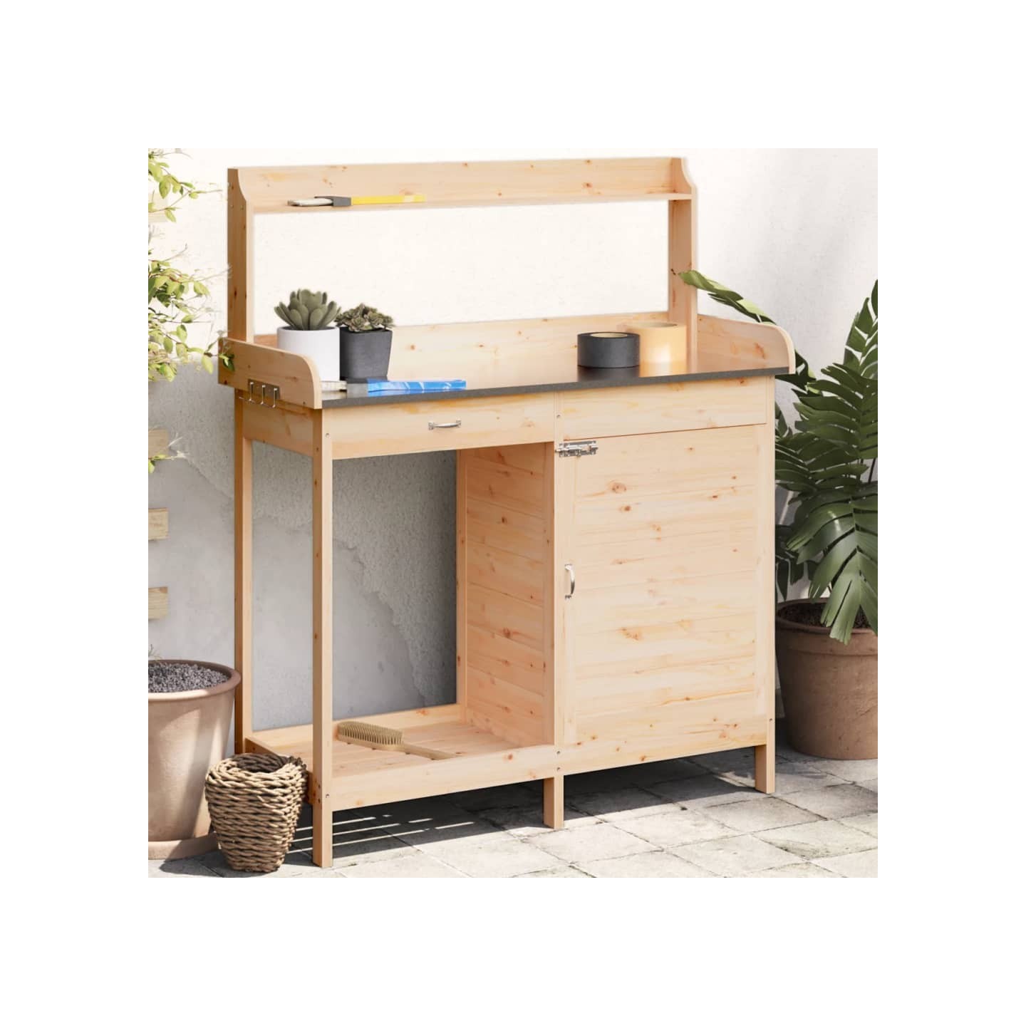 Table de rempotage avec armoire bois massif de sapin