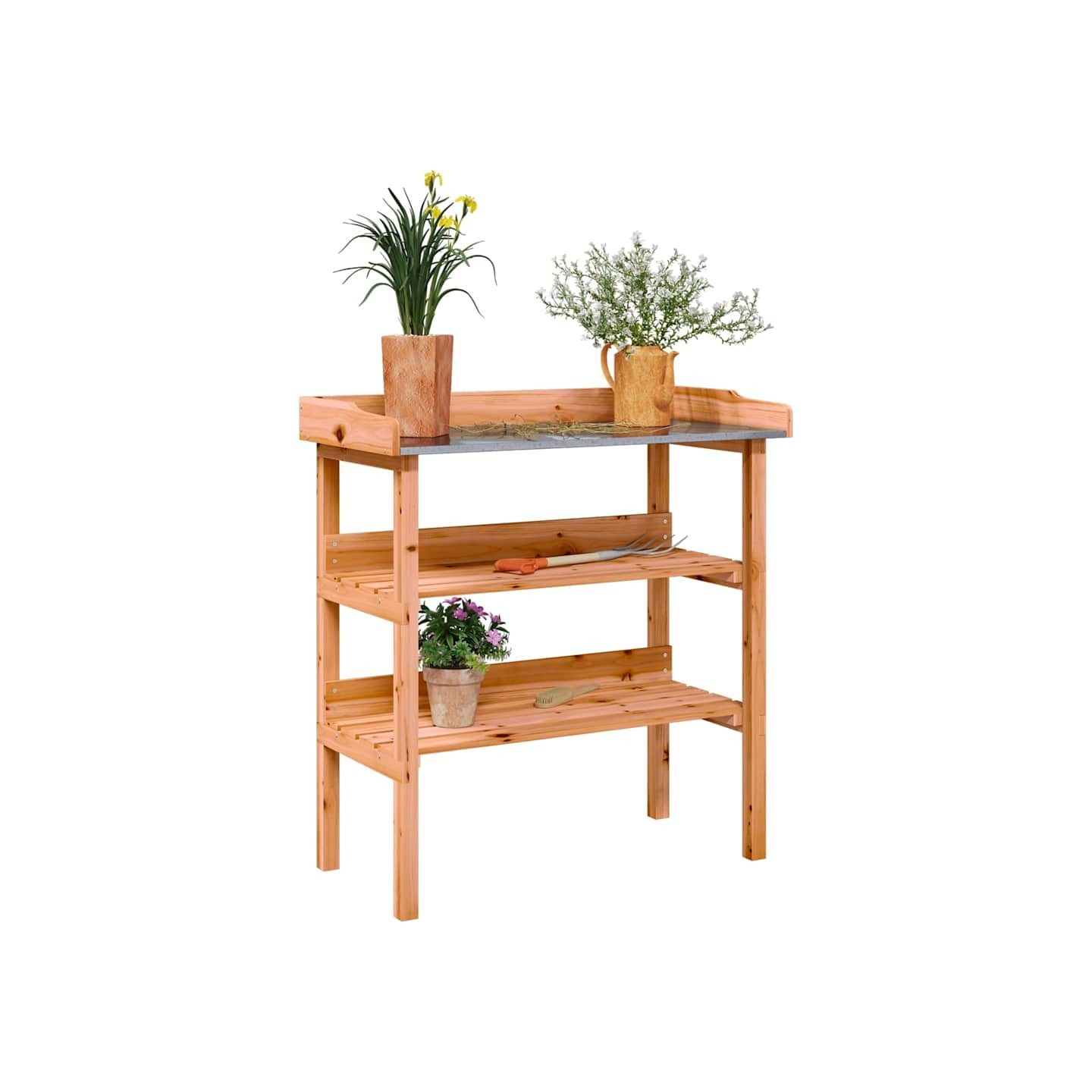 Table à plantes avec étagères marron 78x38x82,5cm bois de sapin