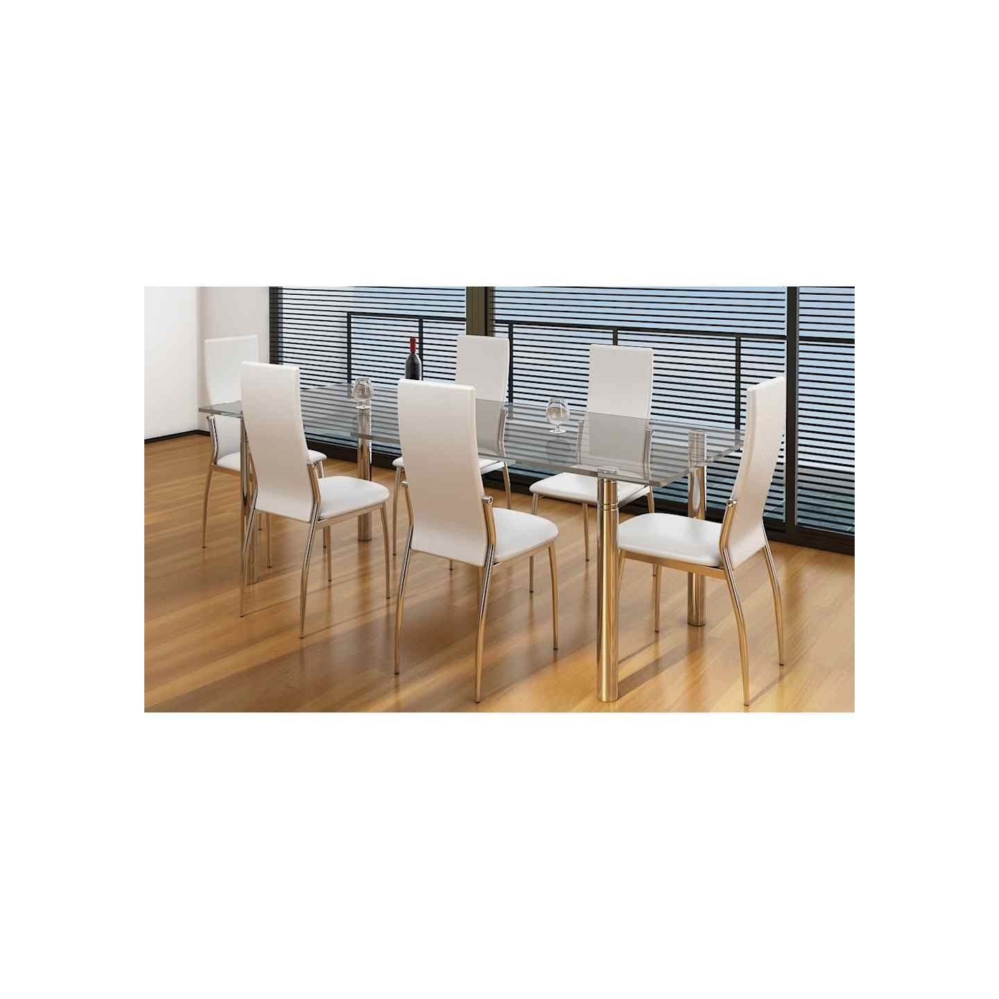Chaises à manger lot de 6 blanc similicuir