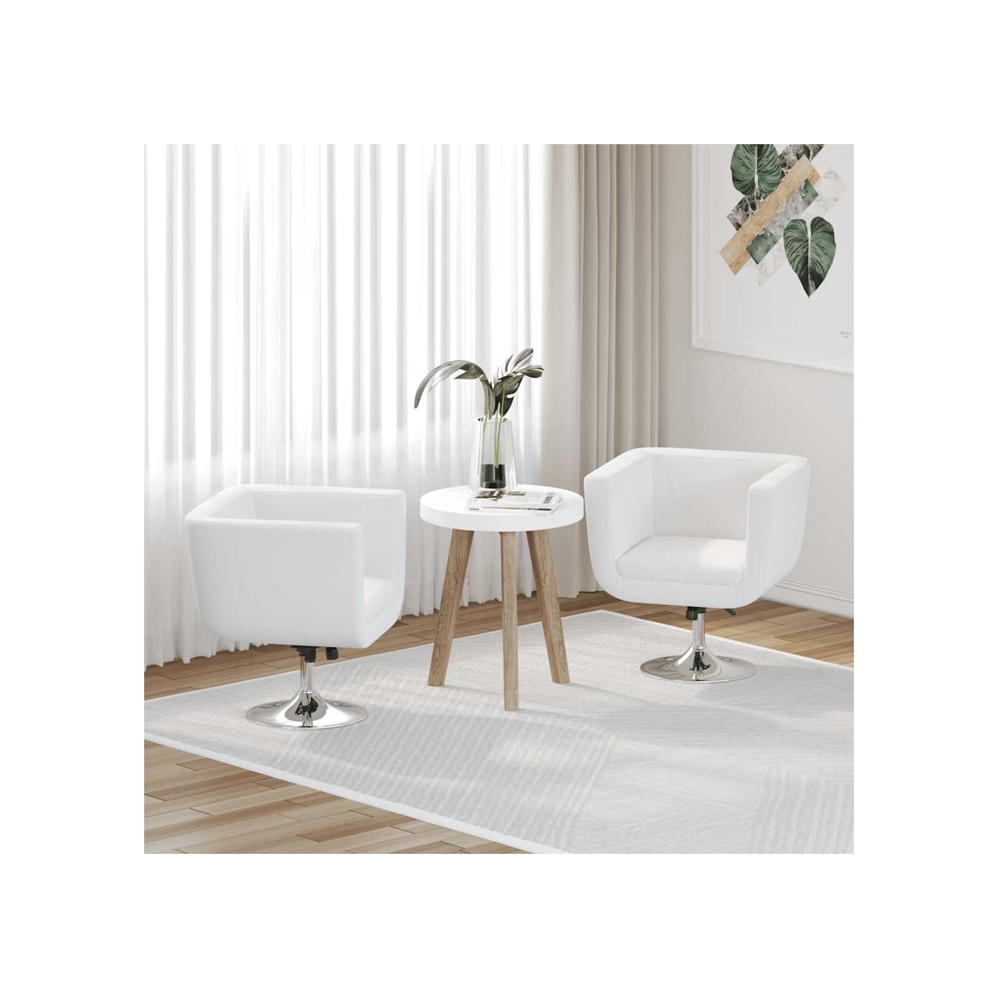 Chaises de bar lot de 2 blanc similicuir