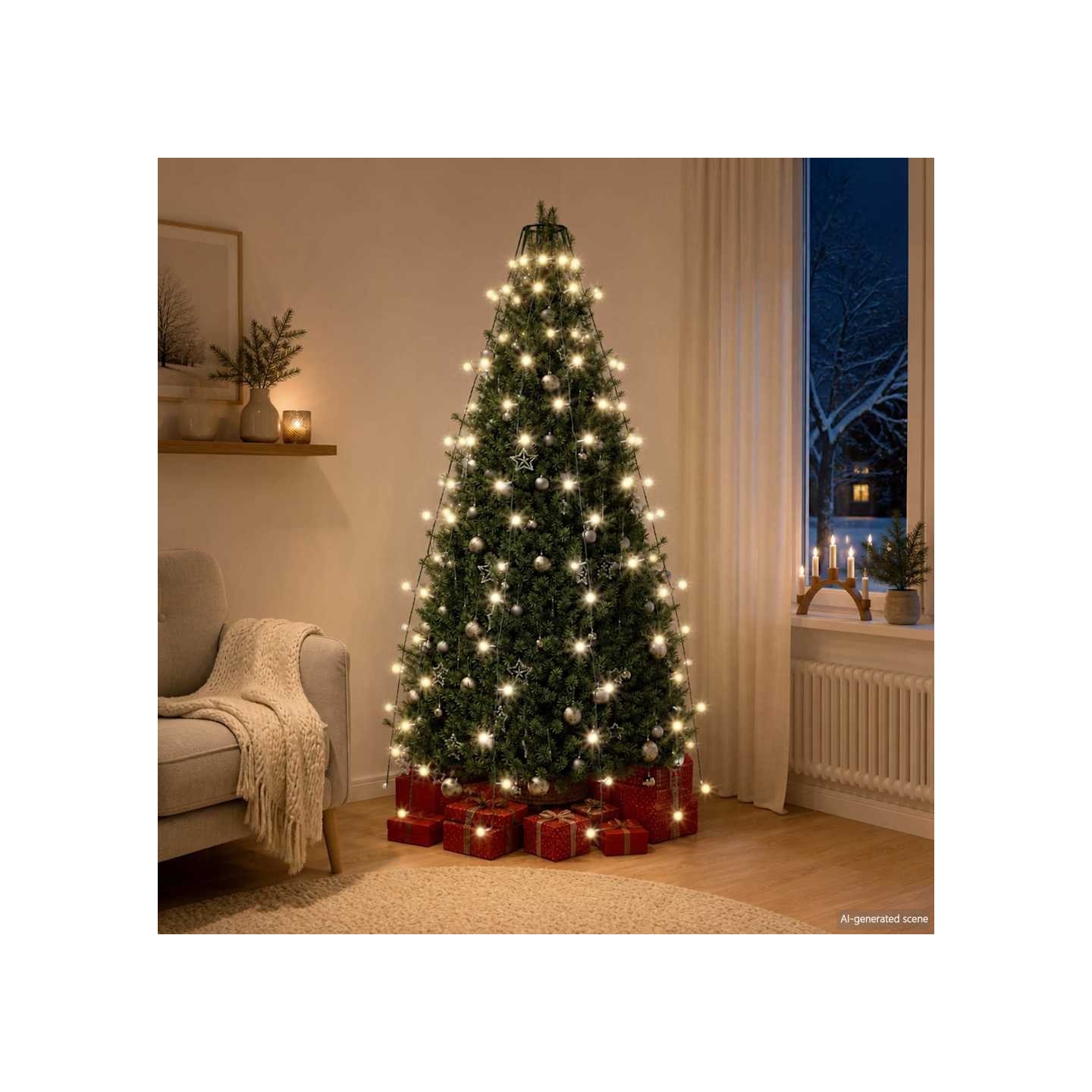 Guirlande lumineuse d'arbre de Noël 150 LED Blanc froid 150 cm