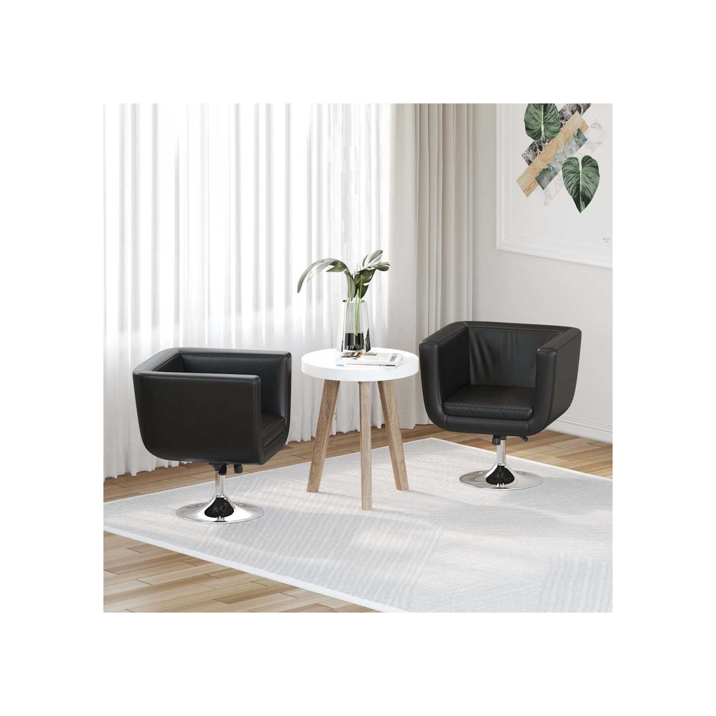 Chaise de bar lot de 2 cuir artificiel noir