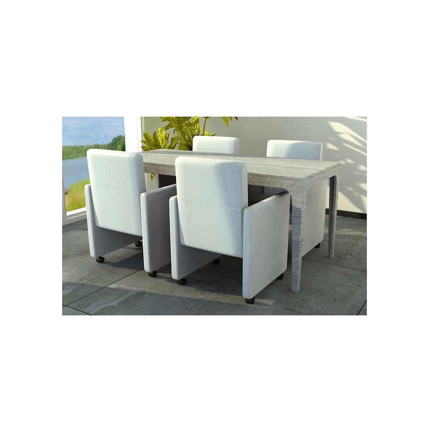 Chaises à manger lot de 4 blanc similicuir