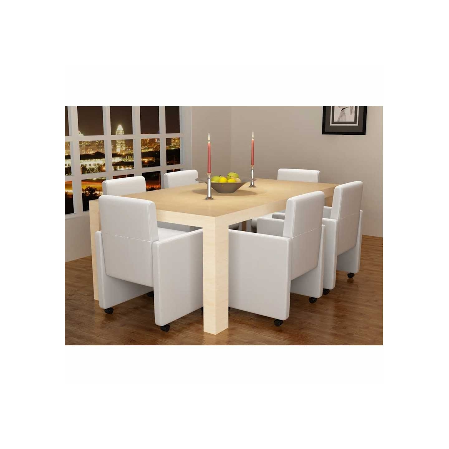Chaises à manger lot de 6 blanc similicuir