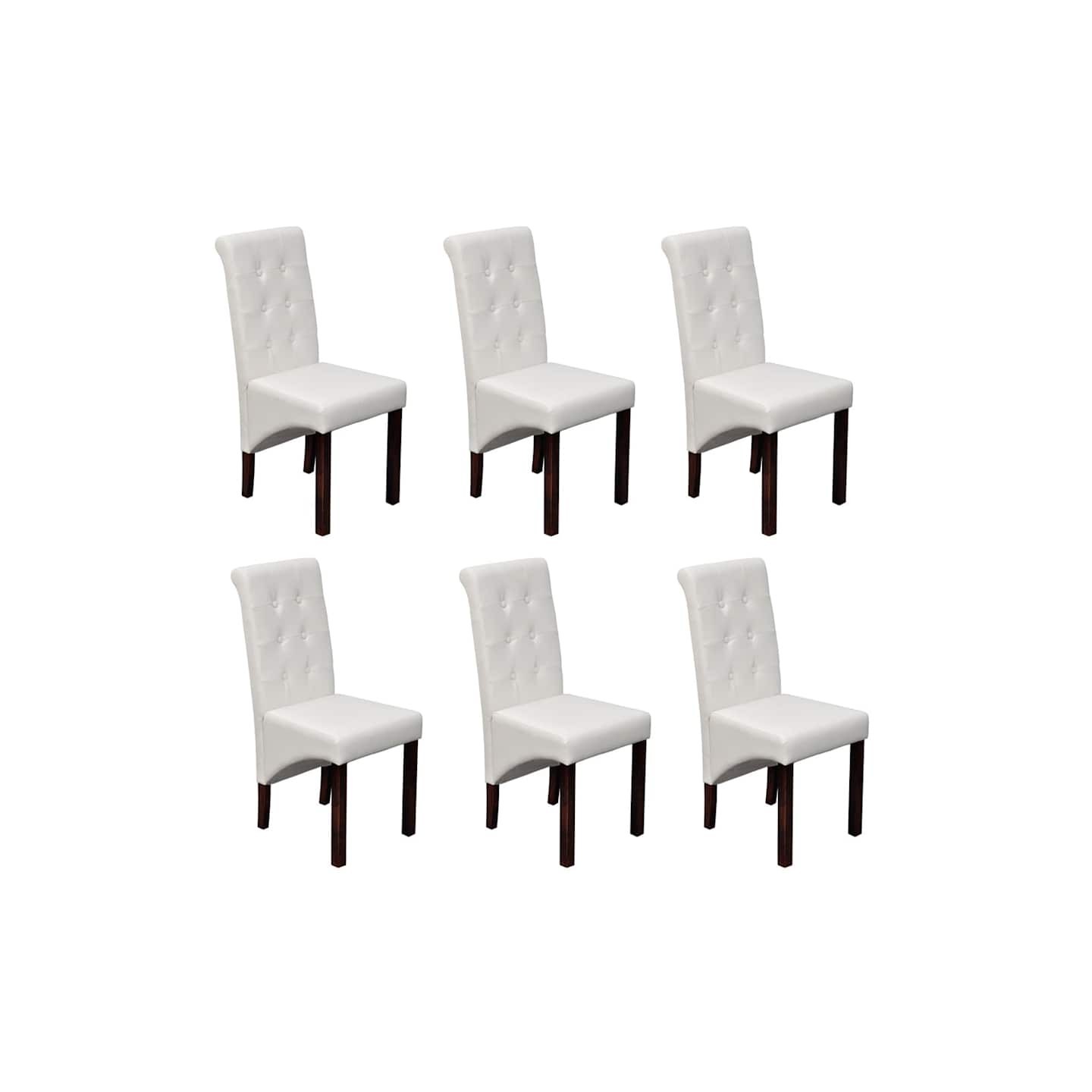 Chaises à manger lot de 6 blanc similicuir