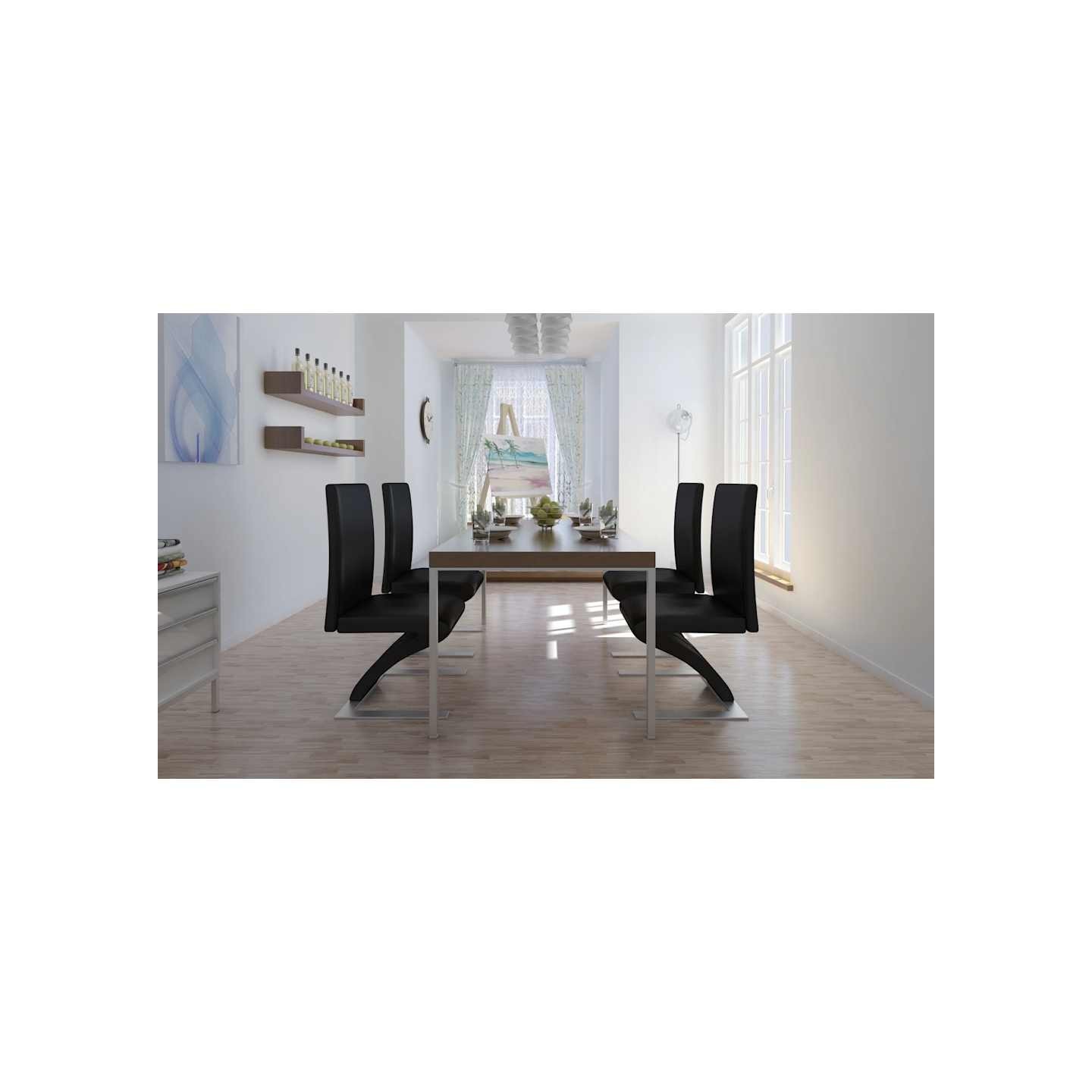 Chaises à manger lot de 4 noir similicuir