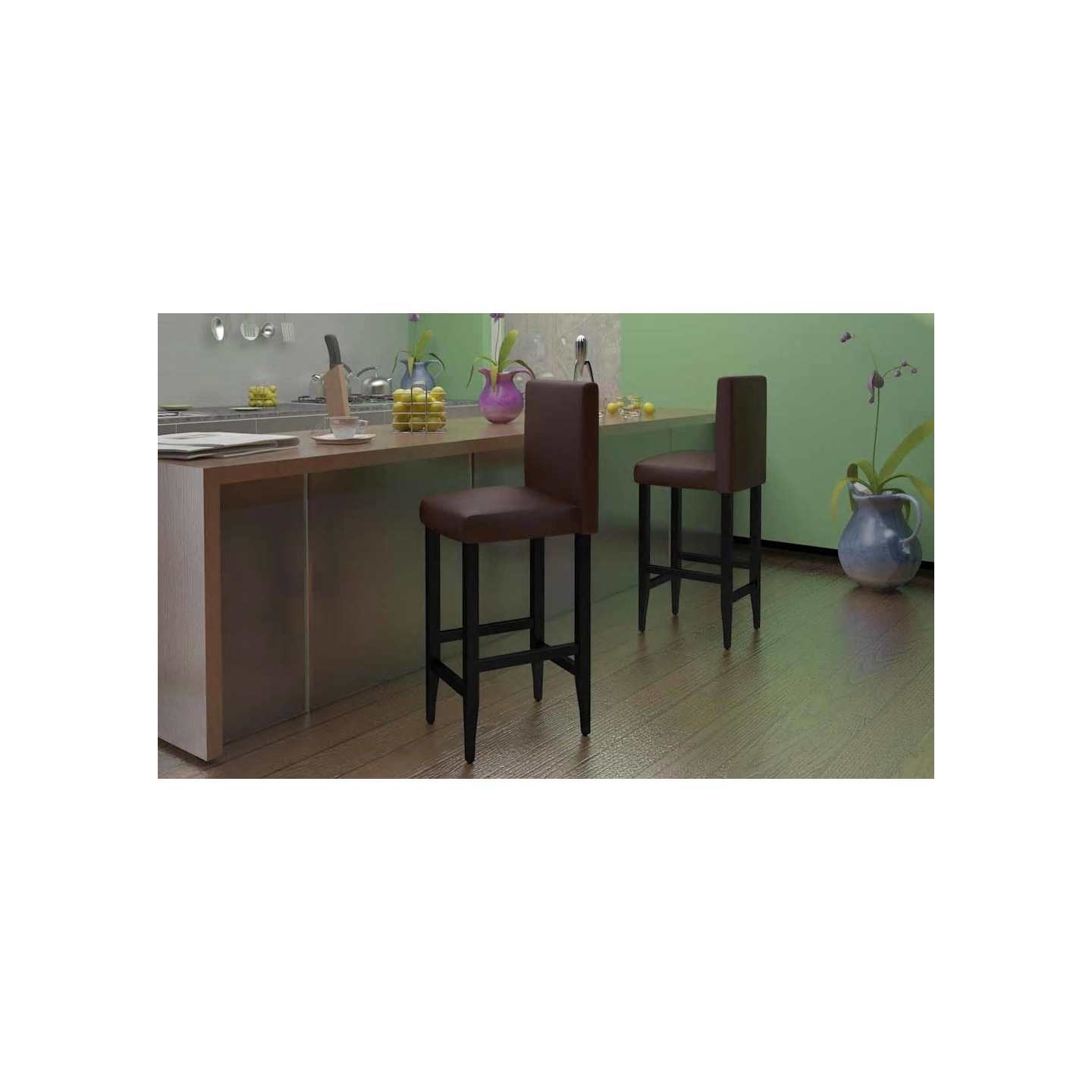 Tabourets de bar lot de 4 marron foncé similicuir