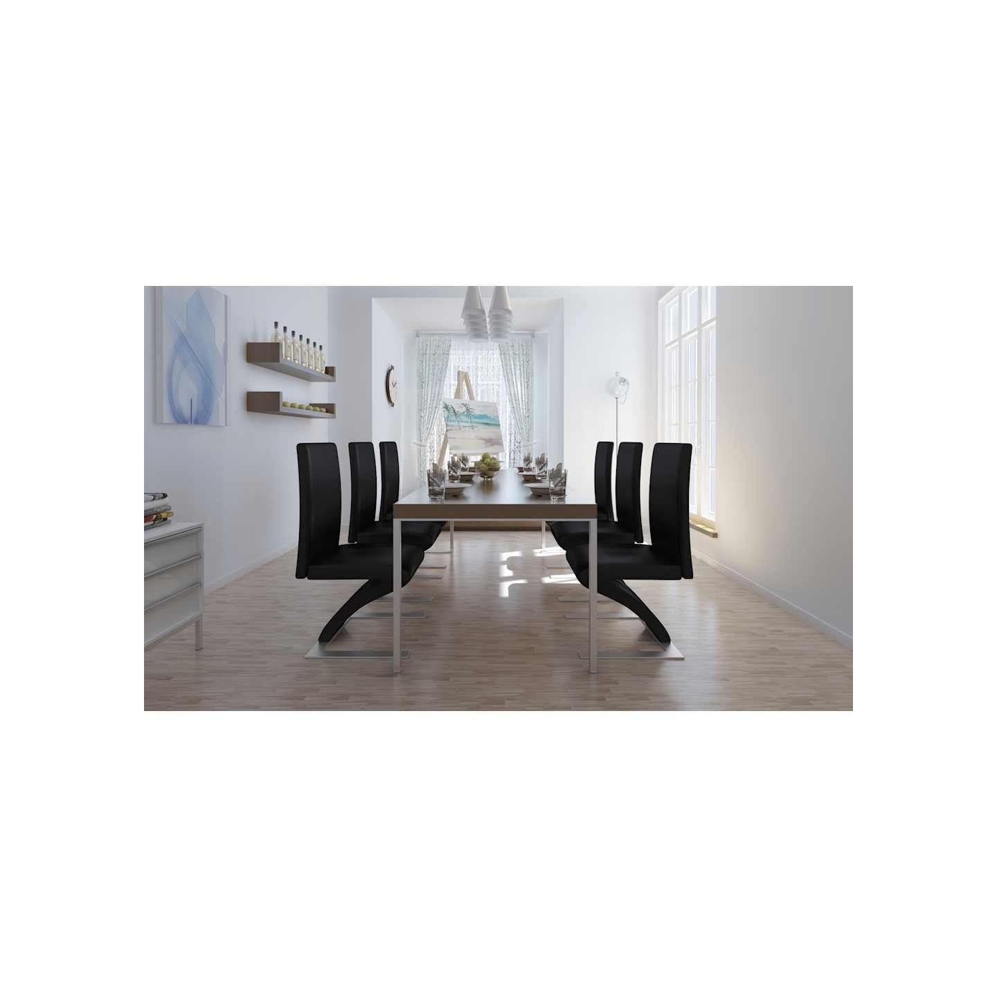 Chaises à manger lot de 6 noir similicuir