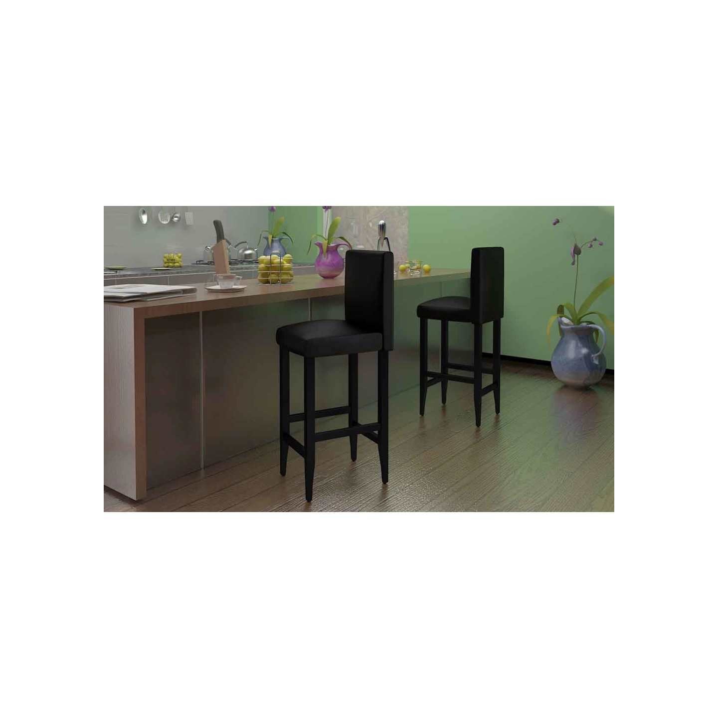 Tabourets de bar lot de 4 noir similicuir