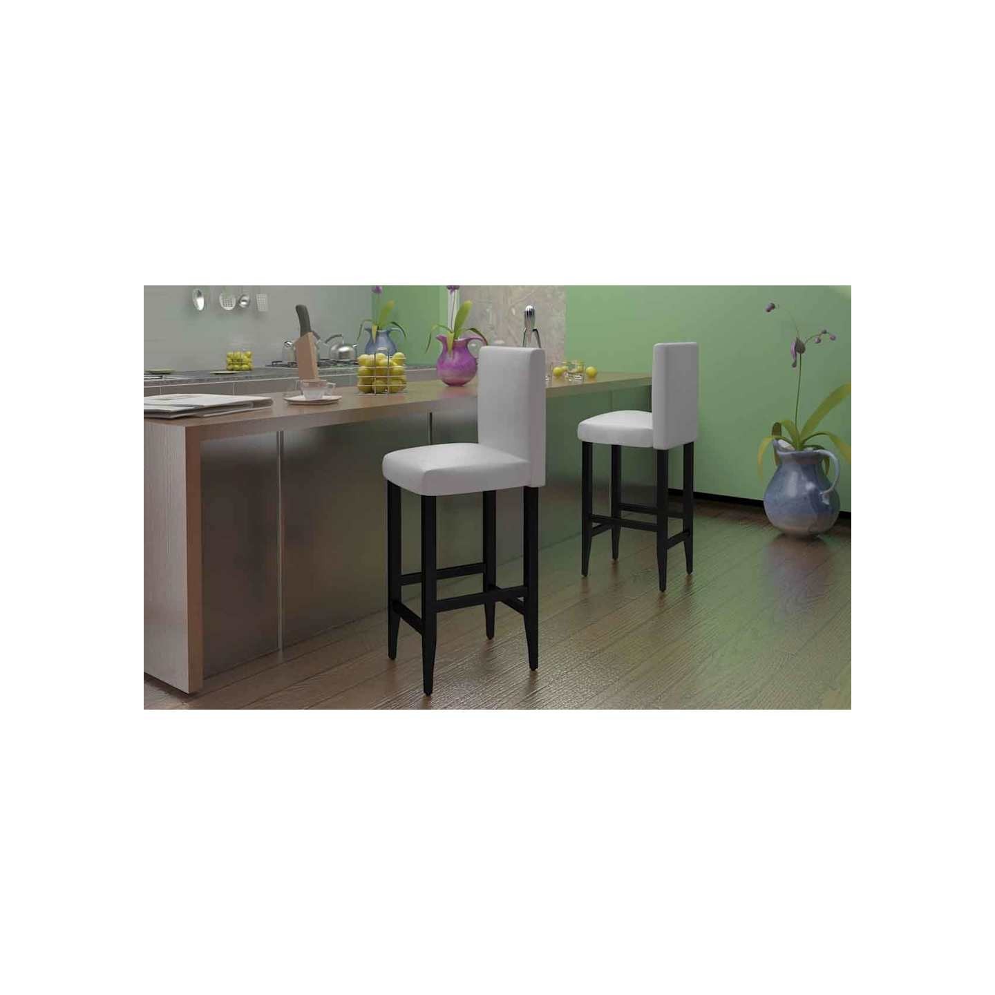Tabourets de bar lot de 6 blanc similicuir