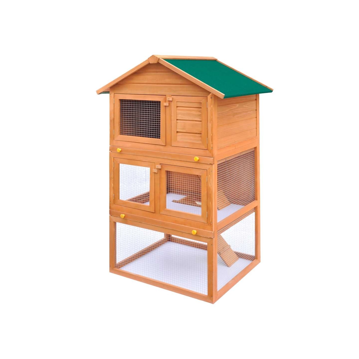 Clapier d'extérieur Enclos pour petits animaux 3 niveaux Bois