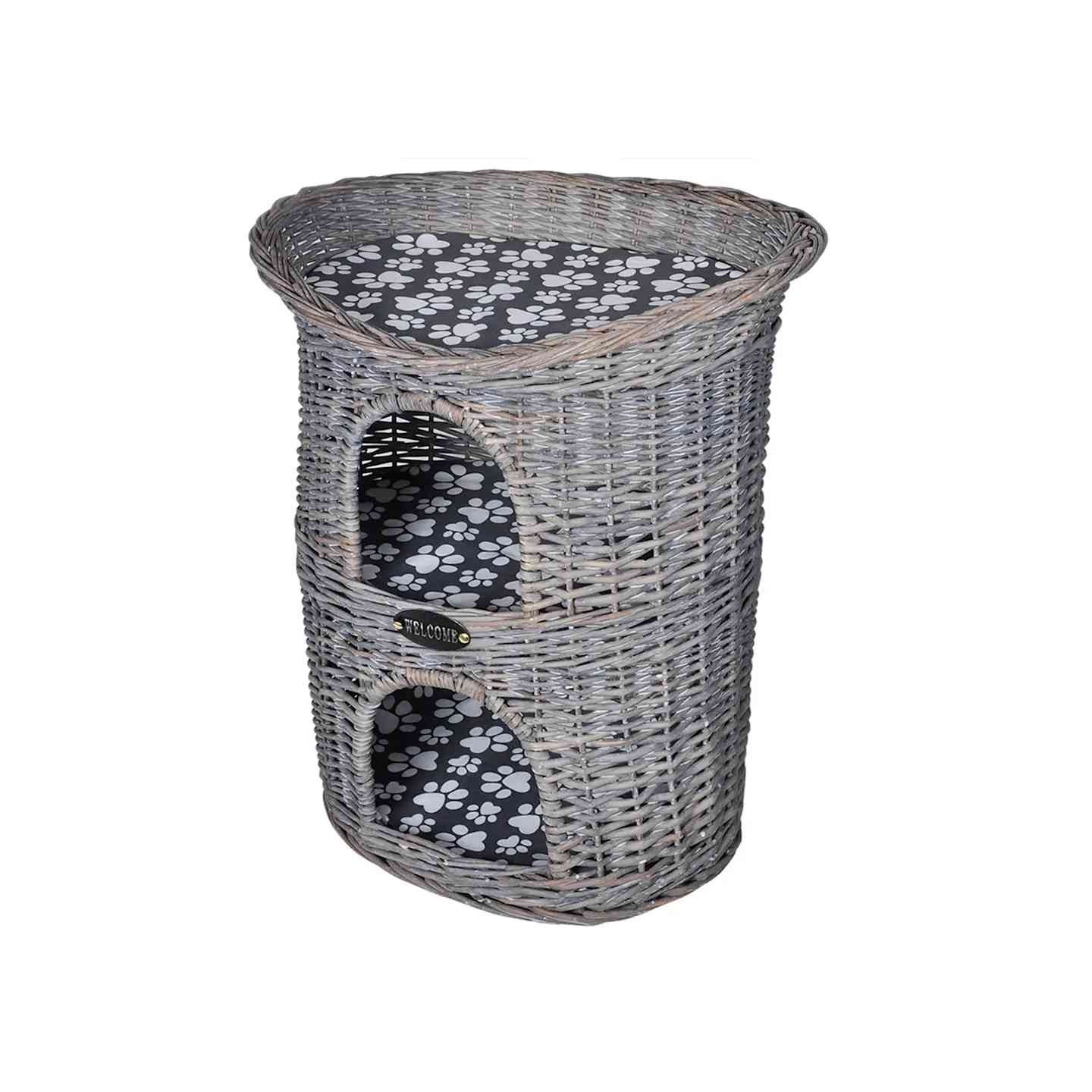 Arbre/maison 2 niveaux à chat avec coussin Saule
