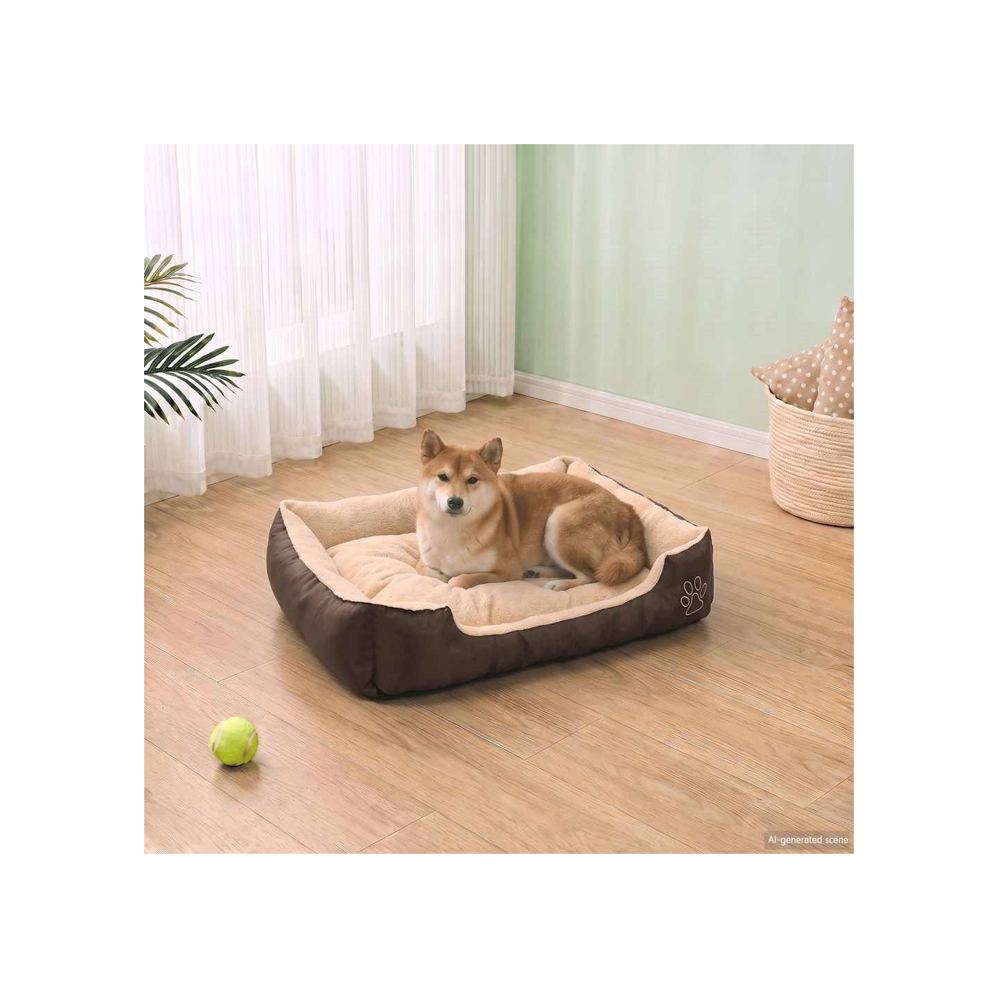 Lit chaud pour chiens avec coussin rembourrée L