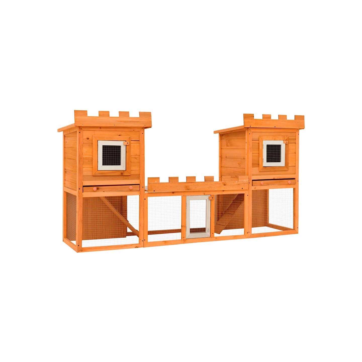 Clapier large d'extérieur avec maison double
