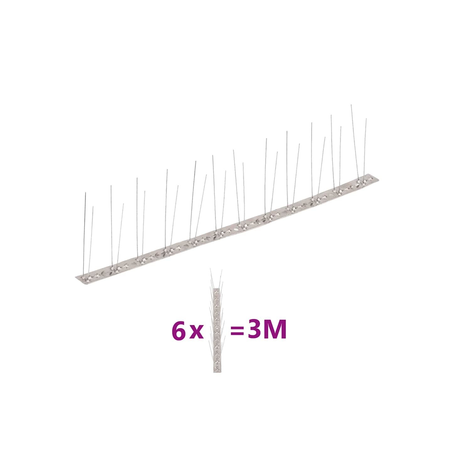 Ensemble de 6 pointes à 2 rangées contre oiseaux Inox 3 m