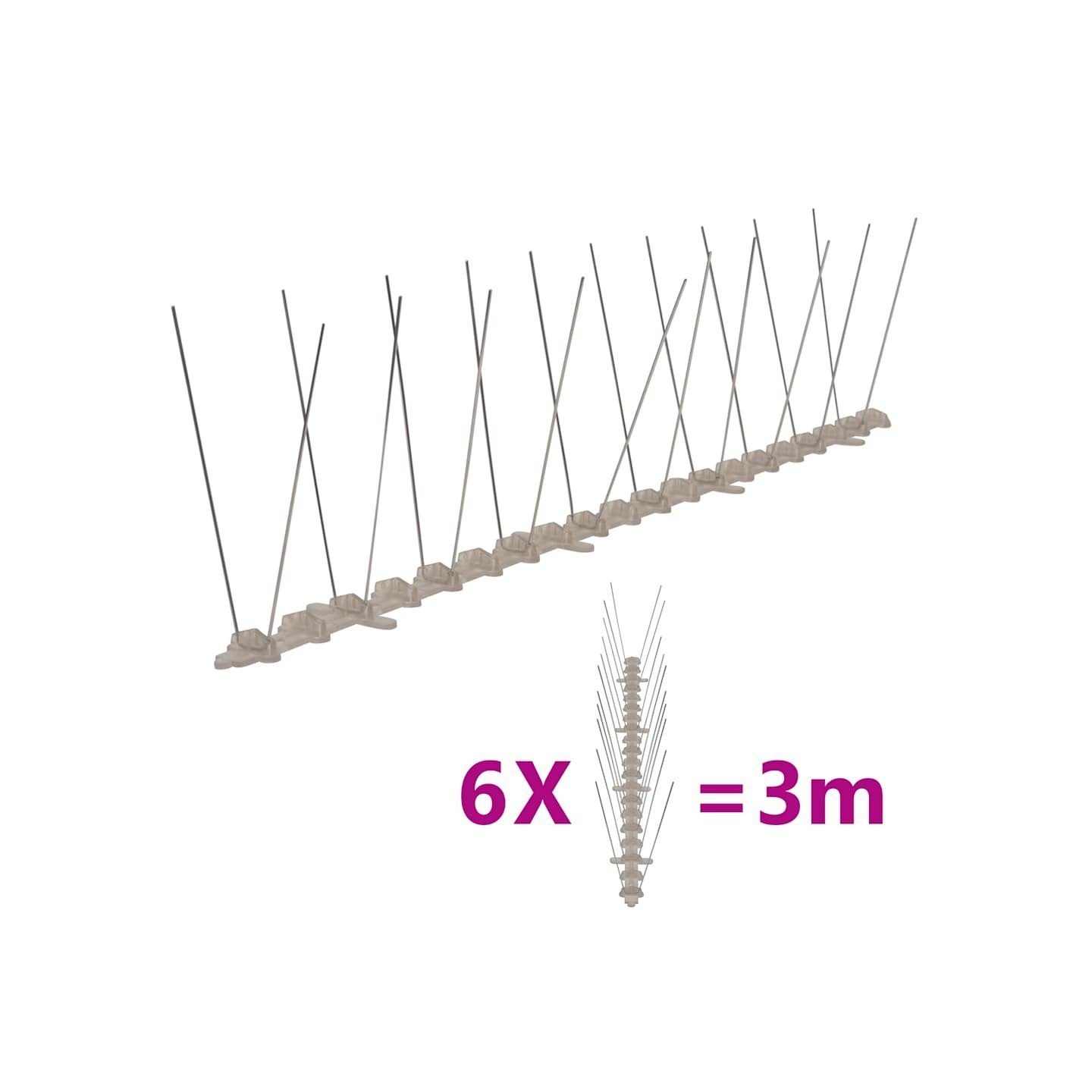 Ensemble de 6 pointes à 2 rangées contre oiseaux Plastique 3 m