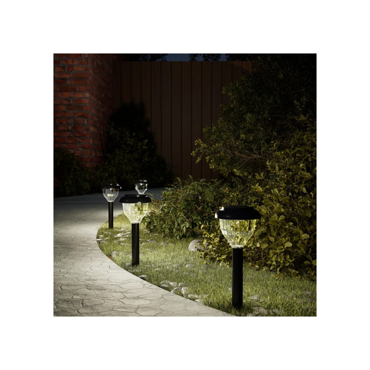 Lampes solaires d'allées et piquets de sol 4pcs blanc chaud RVB