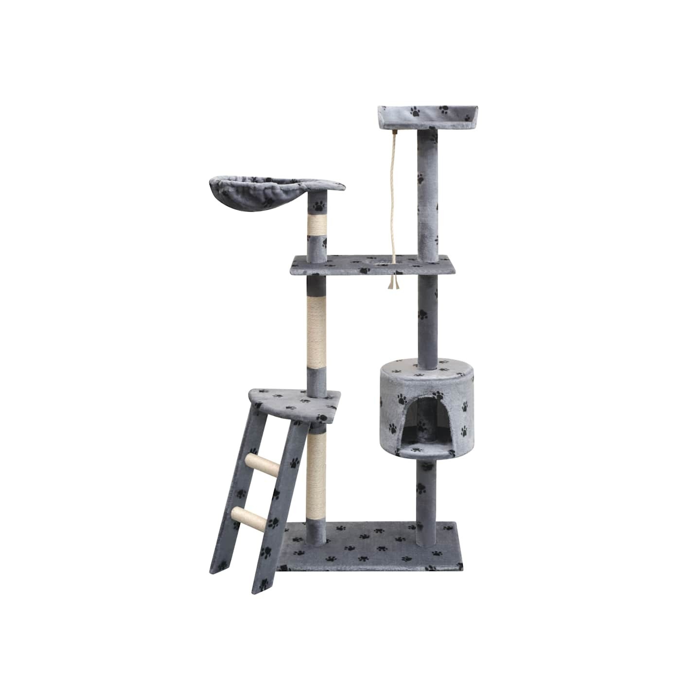 Arbre à chat et griffoir Sisal 150 cm Empreintes de pattes Gris