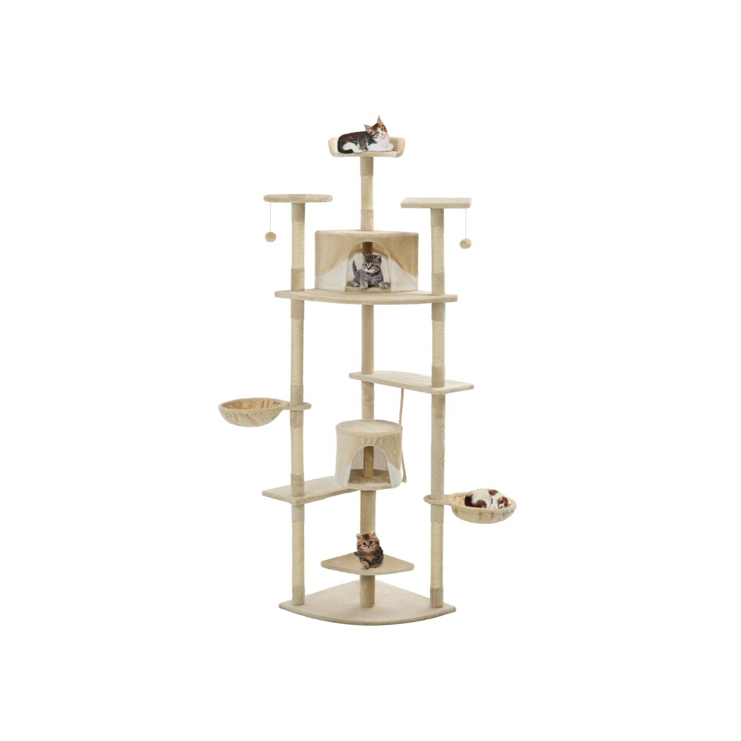 Arbre à chat avec griffoirs en sisal 203 cm Beige et Blanc