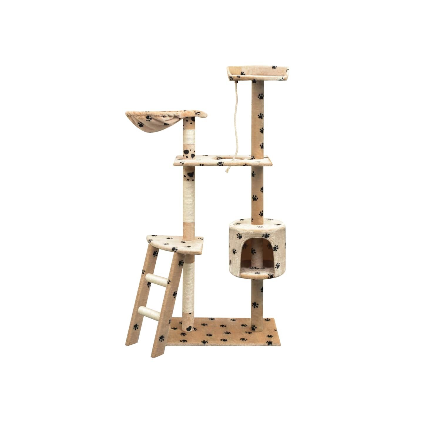 Arbre à chat et griffoir Sisal 150 cm Empreintes de pattes Beige