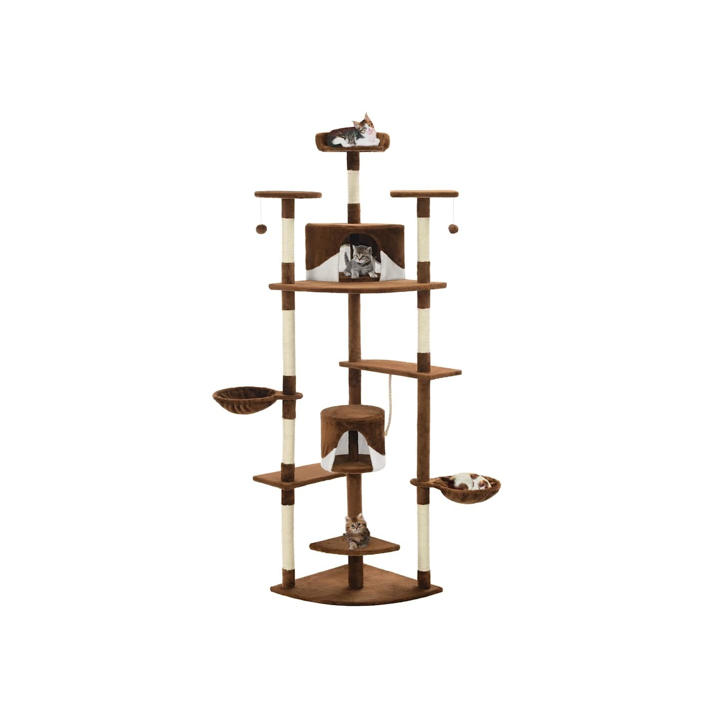 Arbre à chat avec griffoirs en sisal 203 cm Marron et Blanc