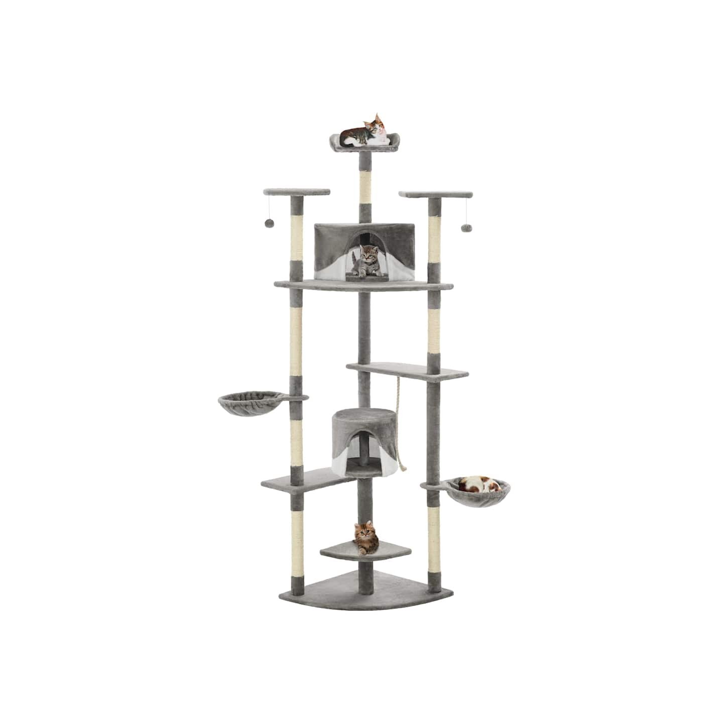 Arbre à chat avec griffoirs en sisal 203 cm Gris et Blanc