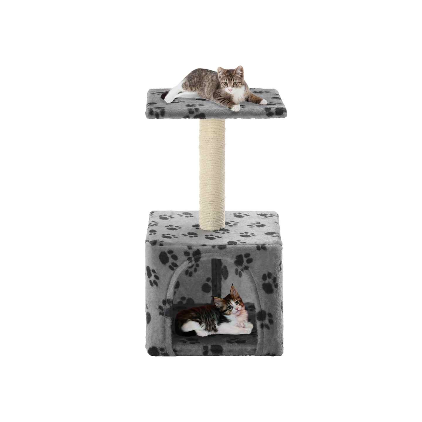 Arbre à chat avec griffoirs en sisal 55 cm Gris Motif de pattes