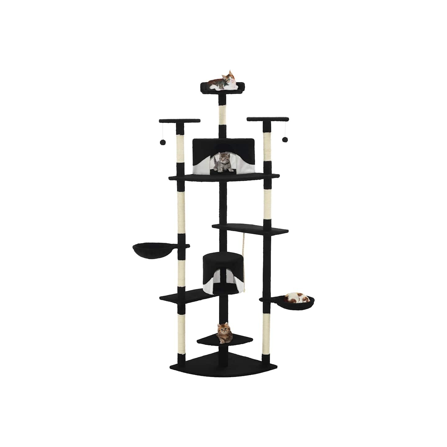 Arbre à chat avec griffoirs en sisal 203 cm noir et blanc