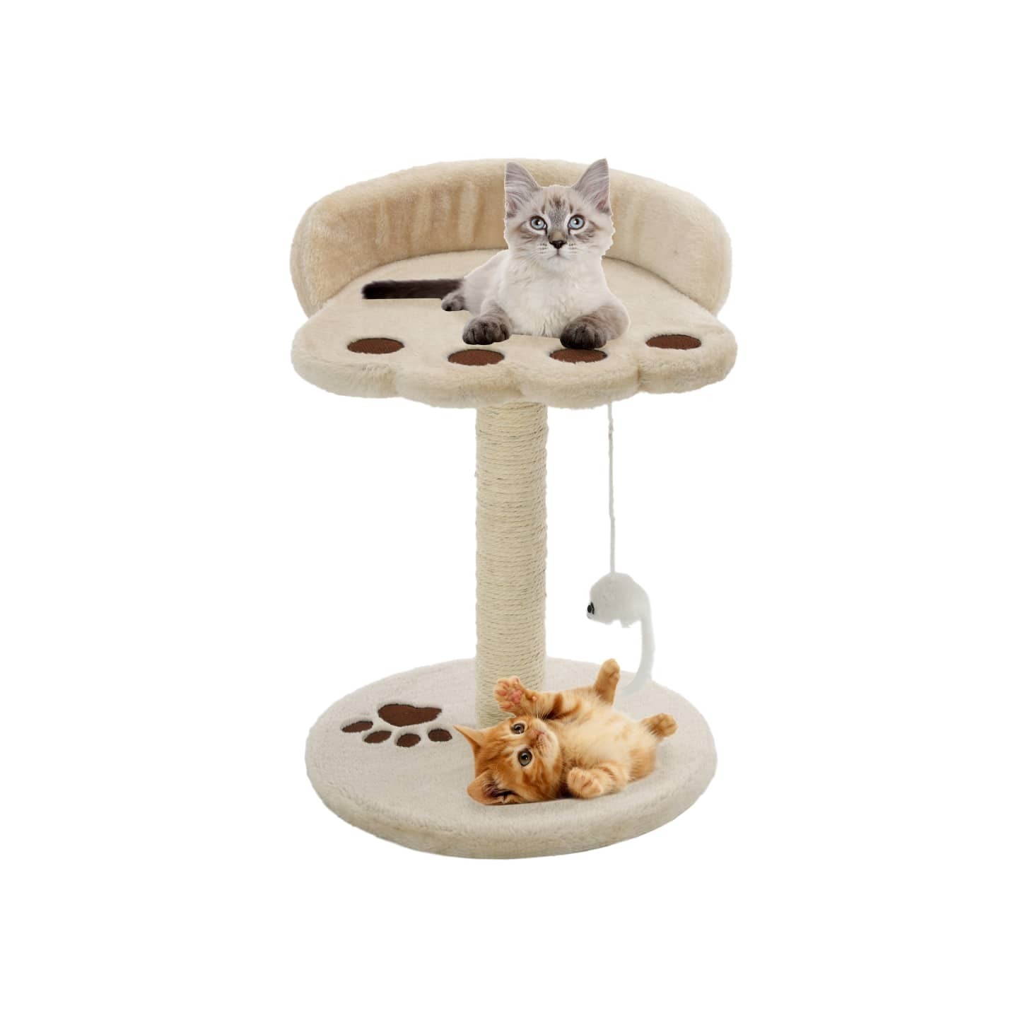Arbre à chat avec griffoir en sisal 40 cm Beige et Marron
