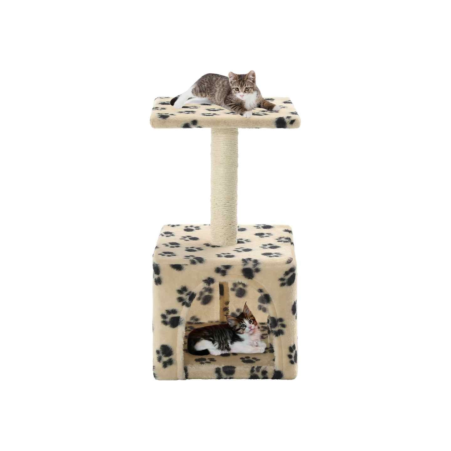Arbre à chat avec griffoirs en sisal 55 cm Beige Motif de pattes