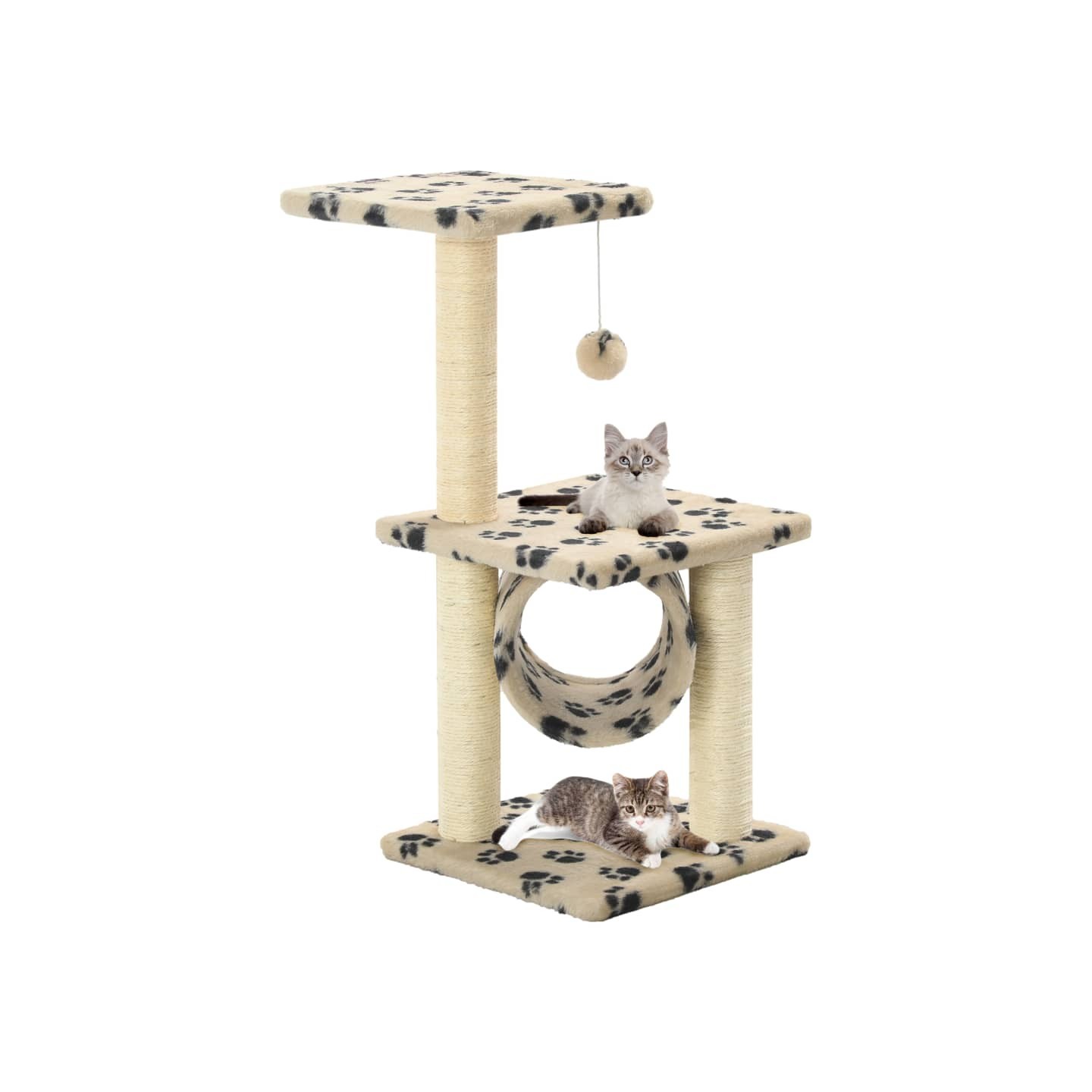 Arbre à chat avec griffoirs en sisal 65 cm Beige Motif pattes