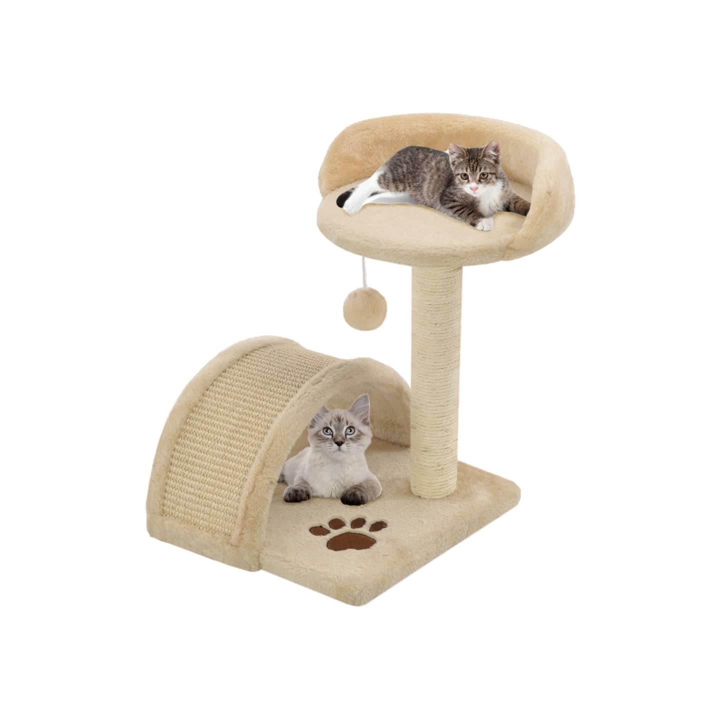 Arbre à chat avec griffoir en sisal 40 cm Beige et Marron