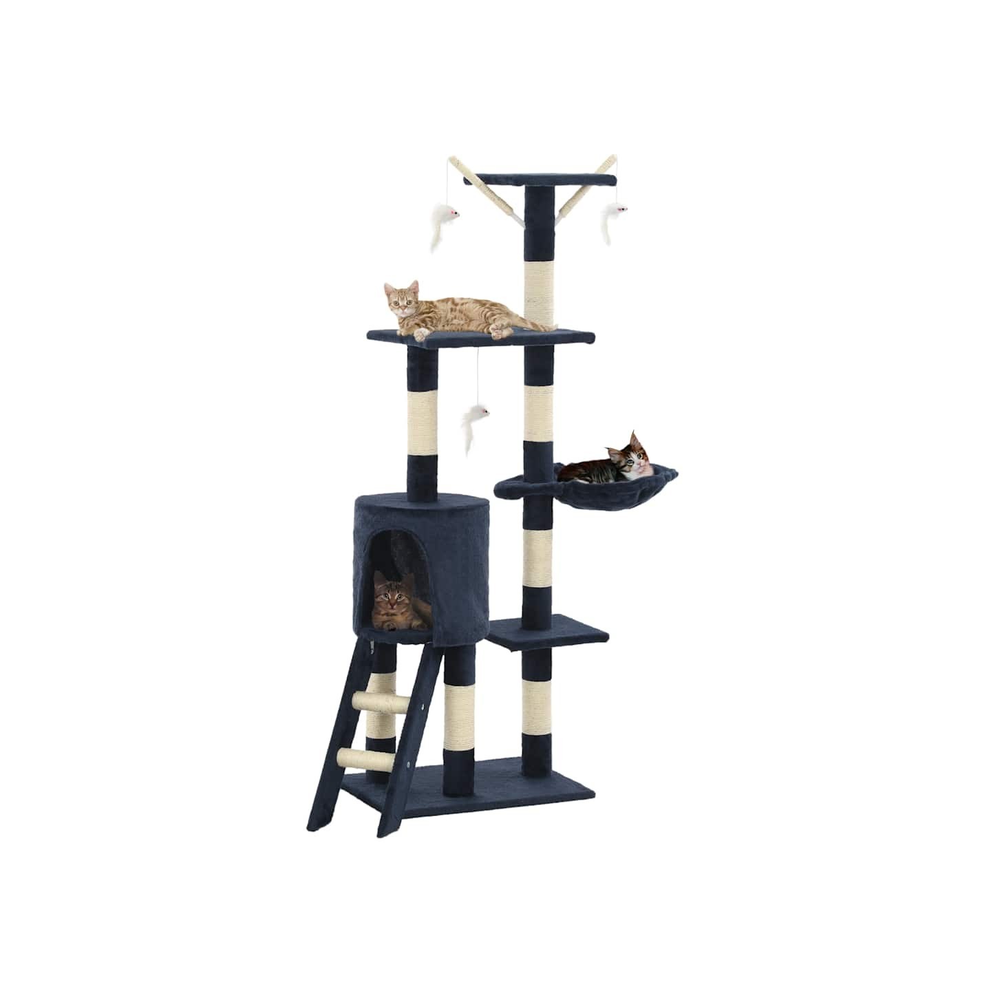 Arbre à chat avec griffoirs en sisal 138 cm Bleu foncé