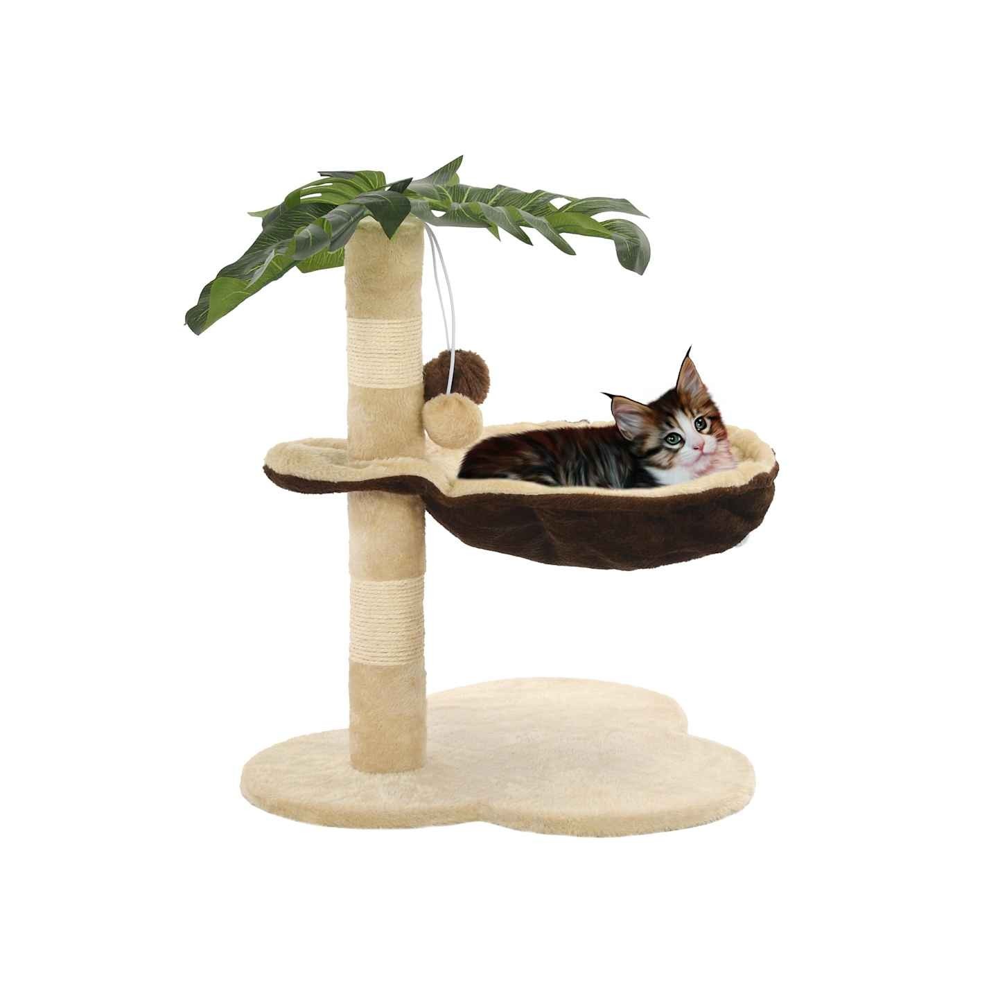 Arbre à chat avec griffoir en sisal 50 cm Beige et Marron