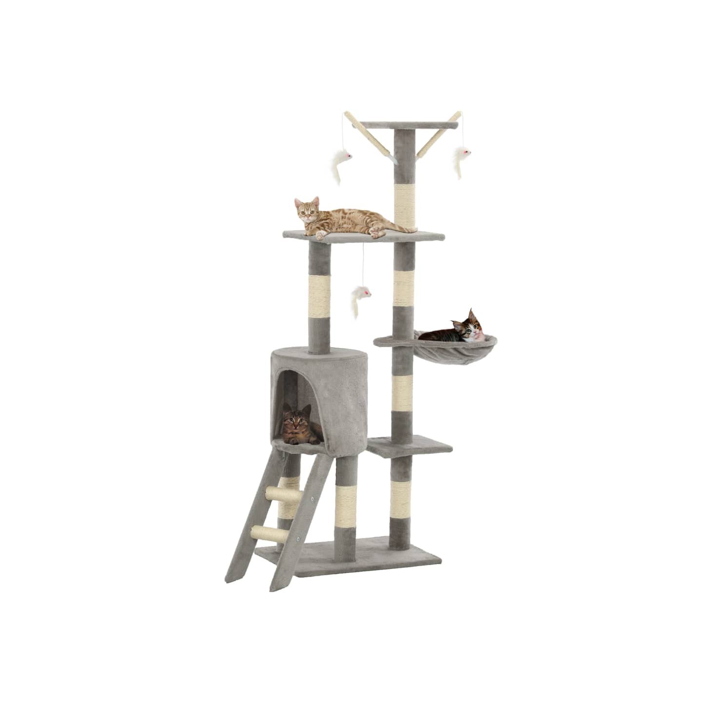 Arbre à chat avec griffoirs en sisal 138 cm Gris
