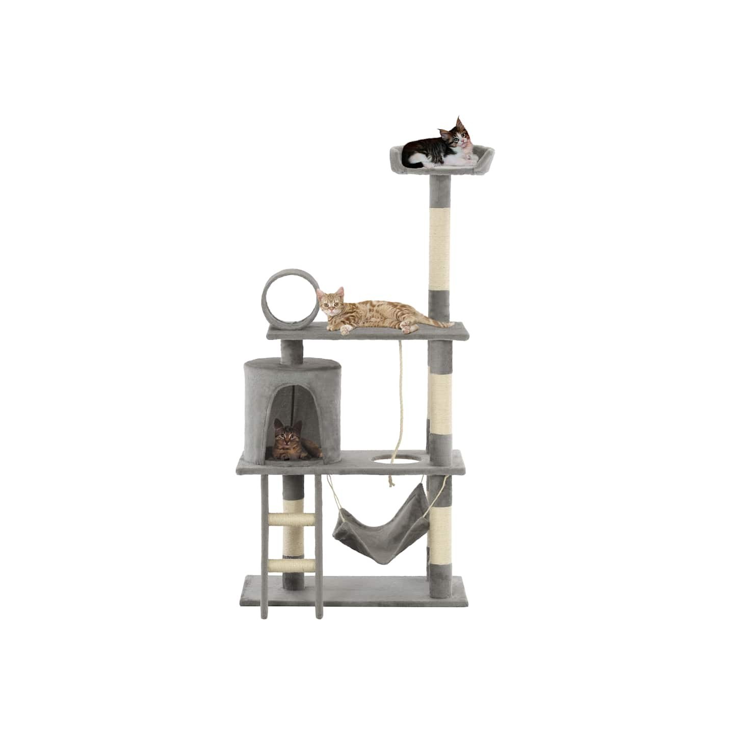 Arbre à chat avec griffoirs en sisal 140 cm Gris