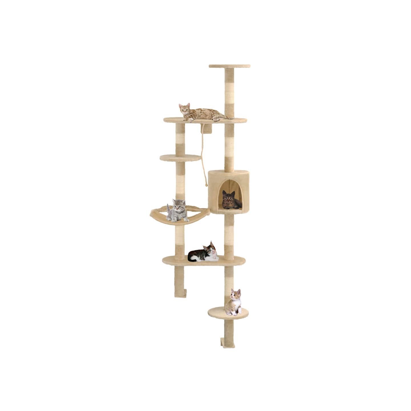 Arbre à chat avec griffoirs en sisal Montage mural 194 cm Beige