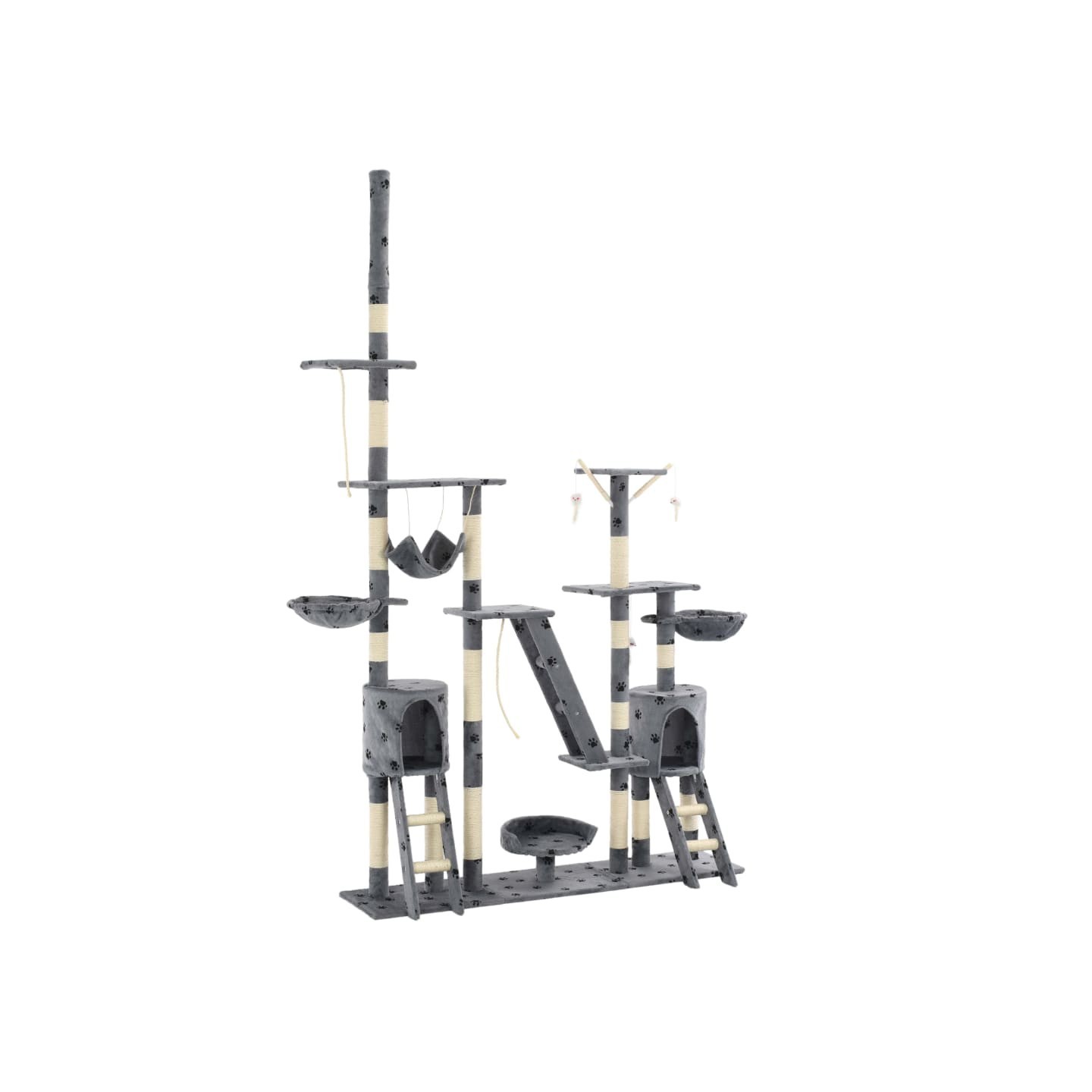 Arbre à chat et griffoirs 230-250 cm Empreintes de pattes Gris